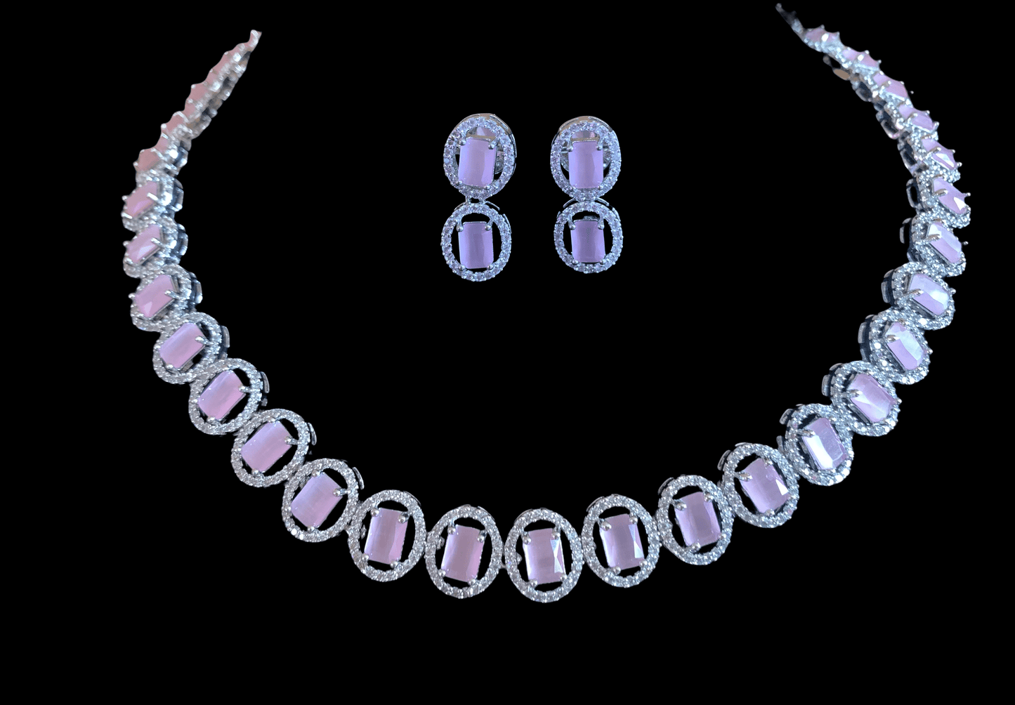 NS150 Anamika cz necklace - pink ( READY TO SHIP )
