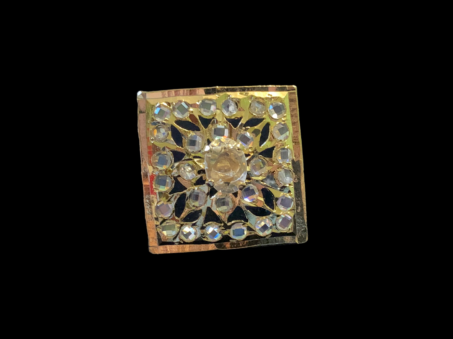 DJR80 Gold plated square ring- clear (READY TO SHIP)