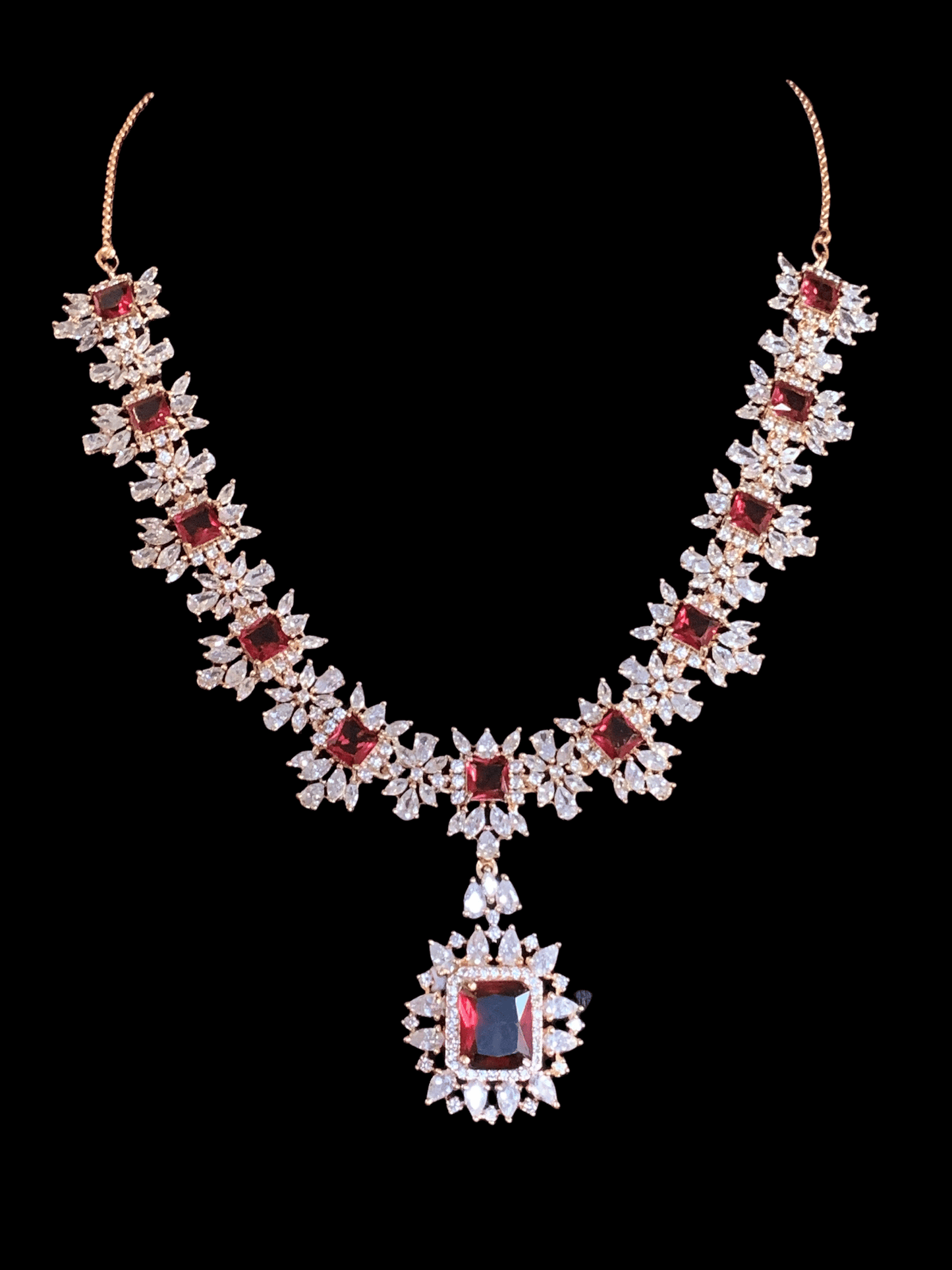 BR29 Sarah  gold plated cz set in ruby  ( READY TO SHIP )