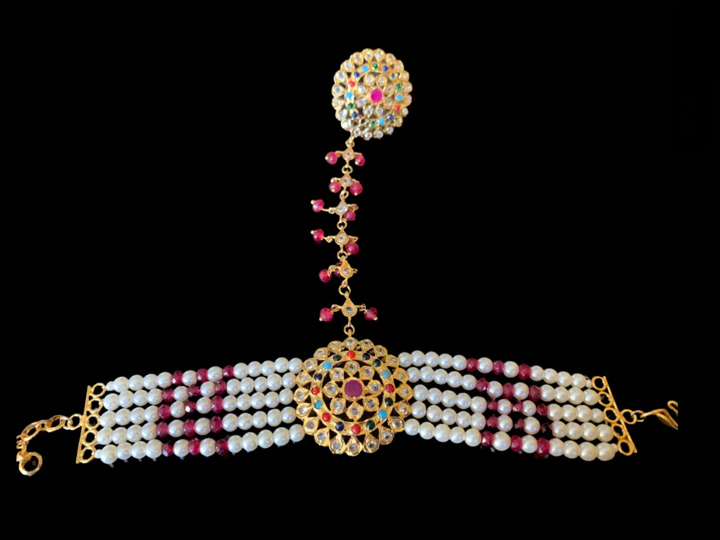 HP13 Trikha  haath Phool (navratan )  -ONE PAIR ( READY TO SHIP )