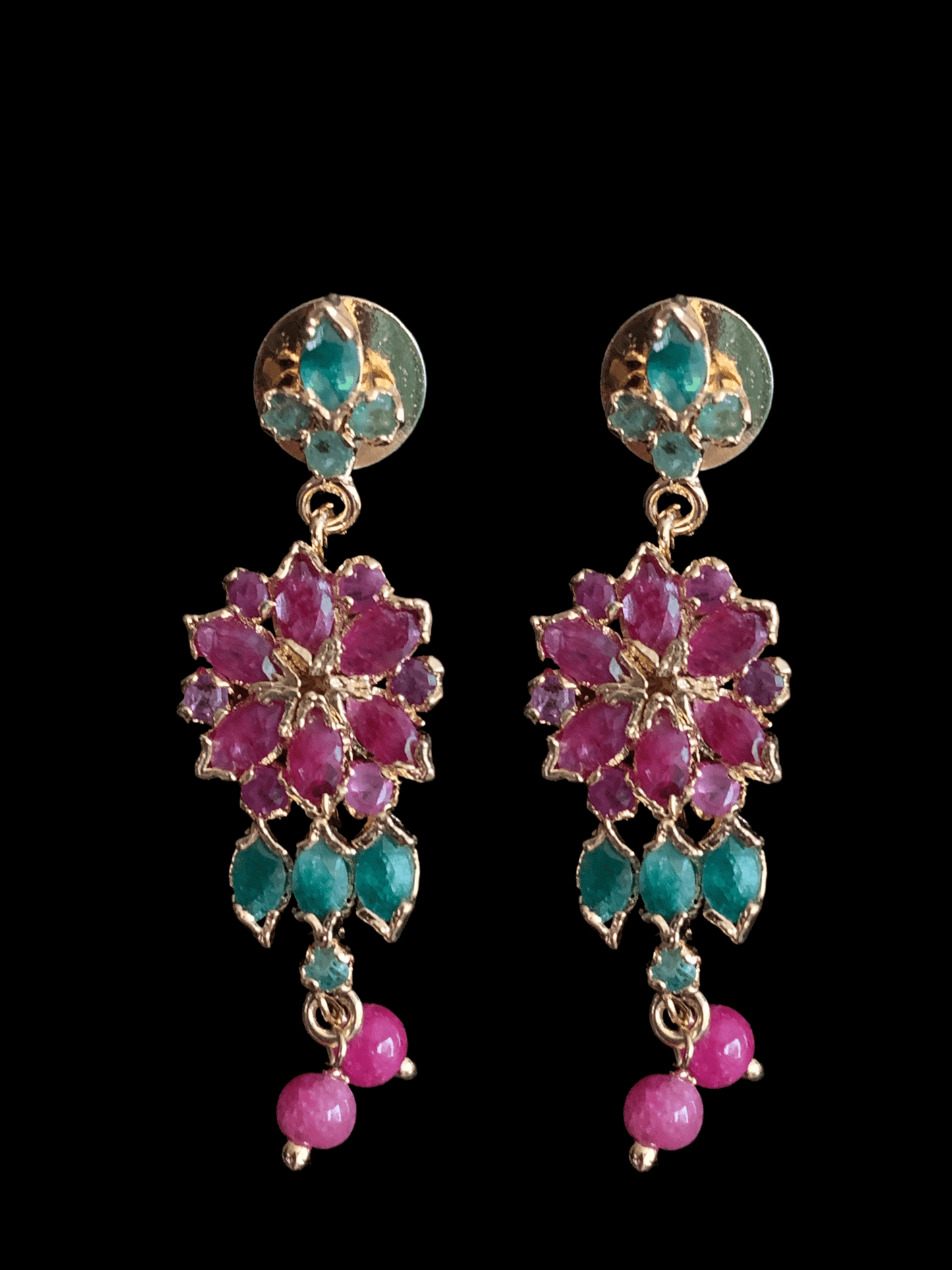 NS236 NEELAM, real ruby emerald gold plated necklace set ( READY TO SHIP)