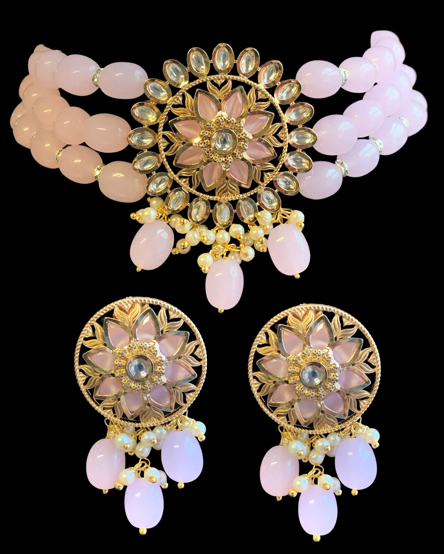 C145 Barzah polki choker( pink ) ( READY TO SHIP)