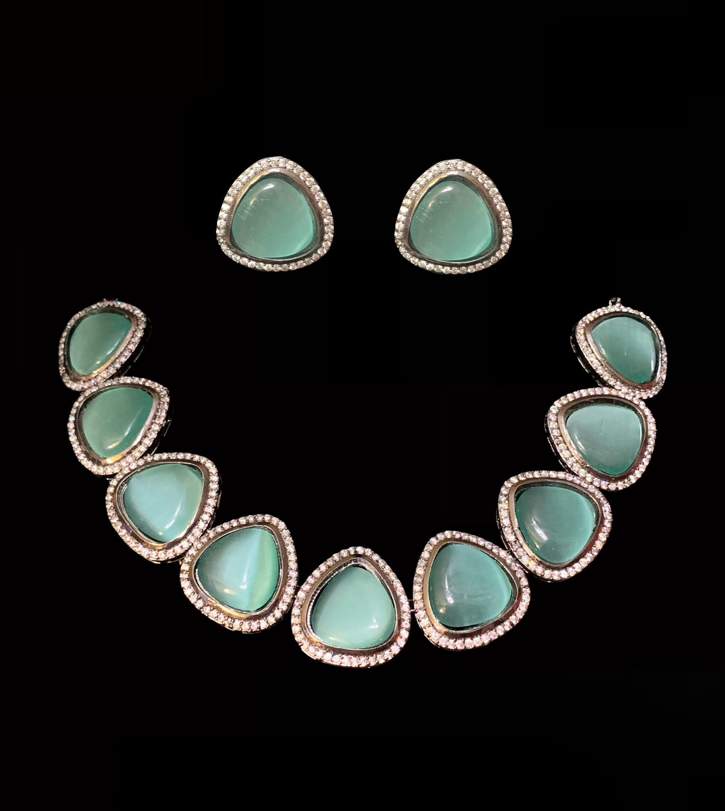 NS8 Victorian plated cz necklace - mint ( READY TO SHIP )