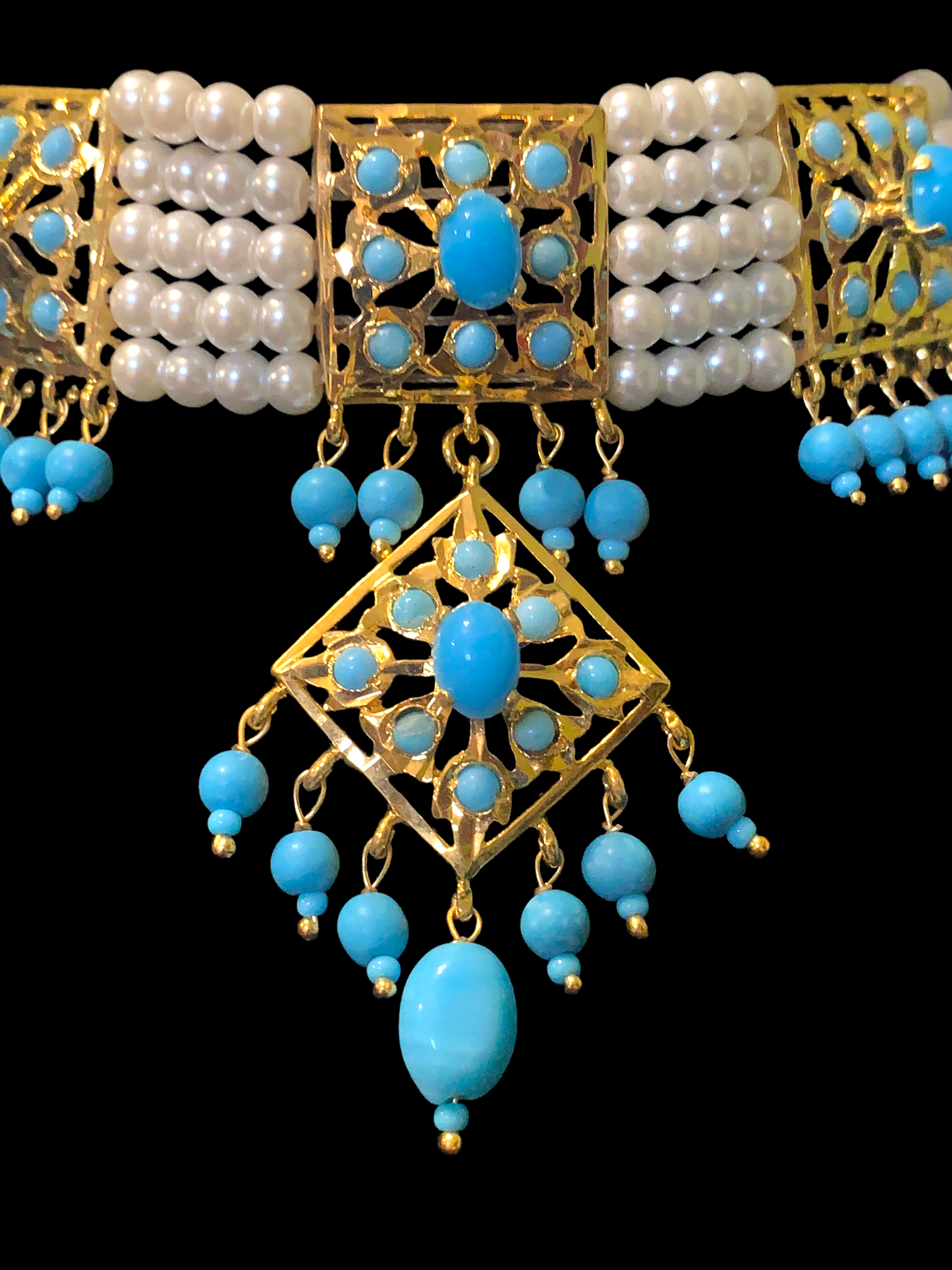 C197 Anushay ferozi / turquoise choker with earrings (SHIPS IN 4 WEEKS )