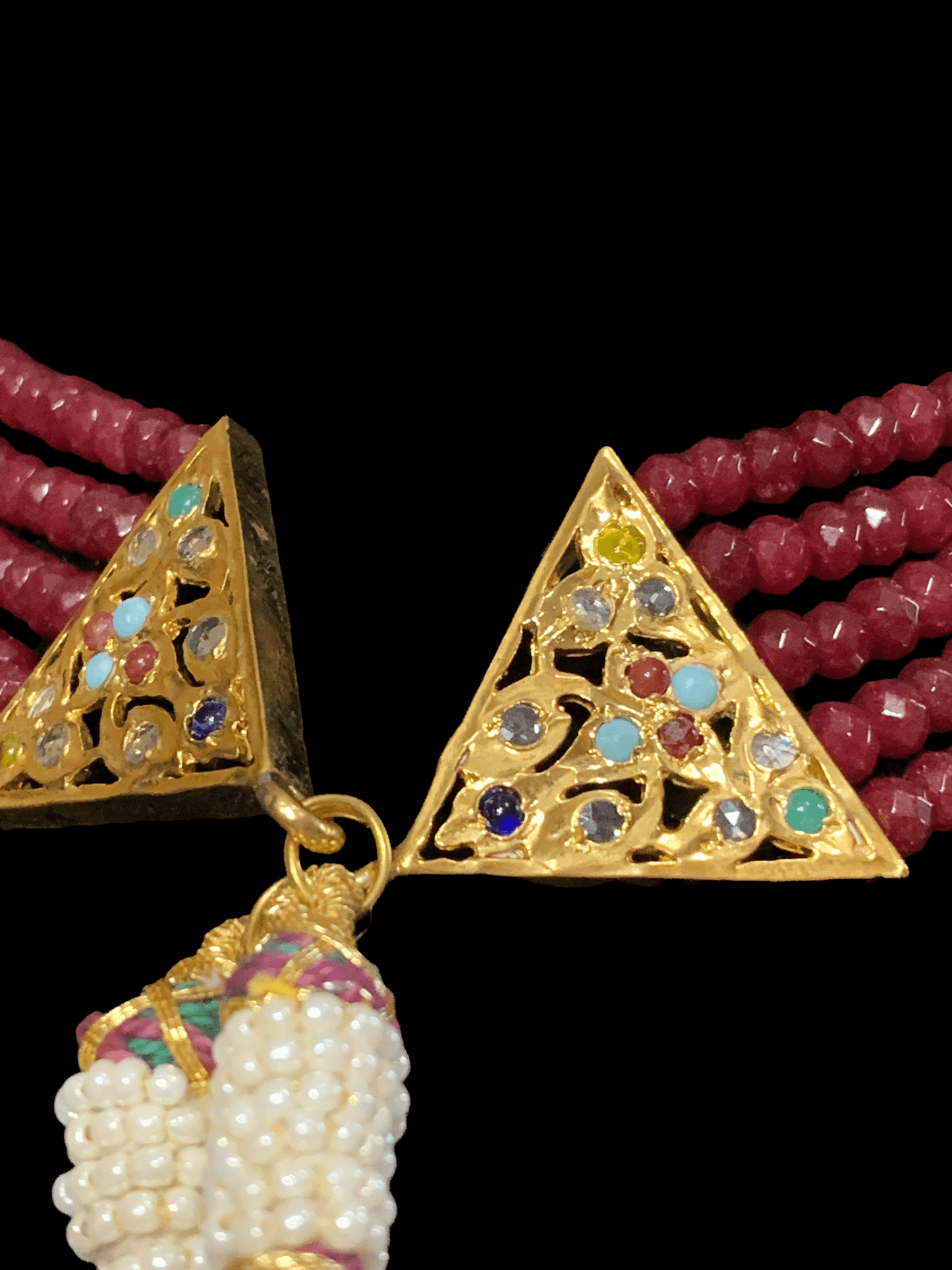 C54 Jenna jadau navratan choker with earrings( READY TO SHIP )
