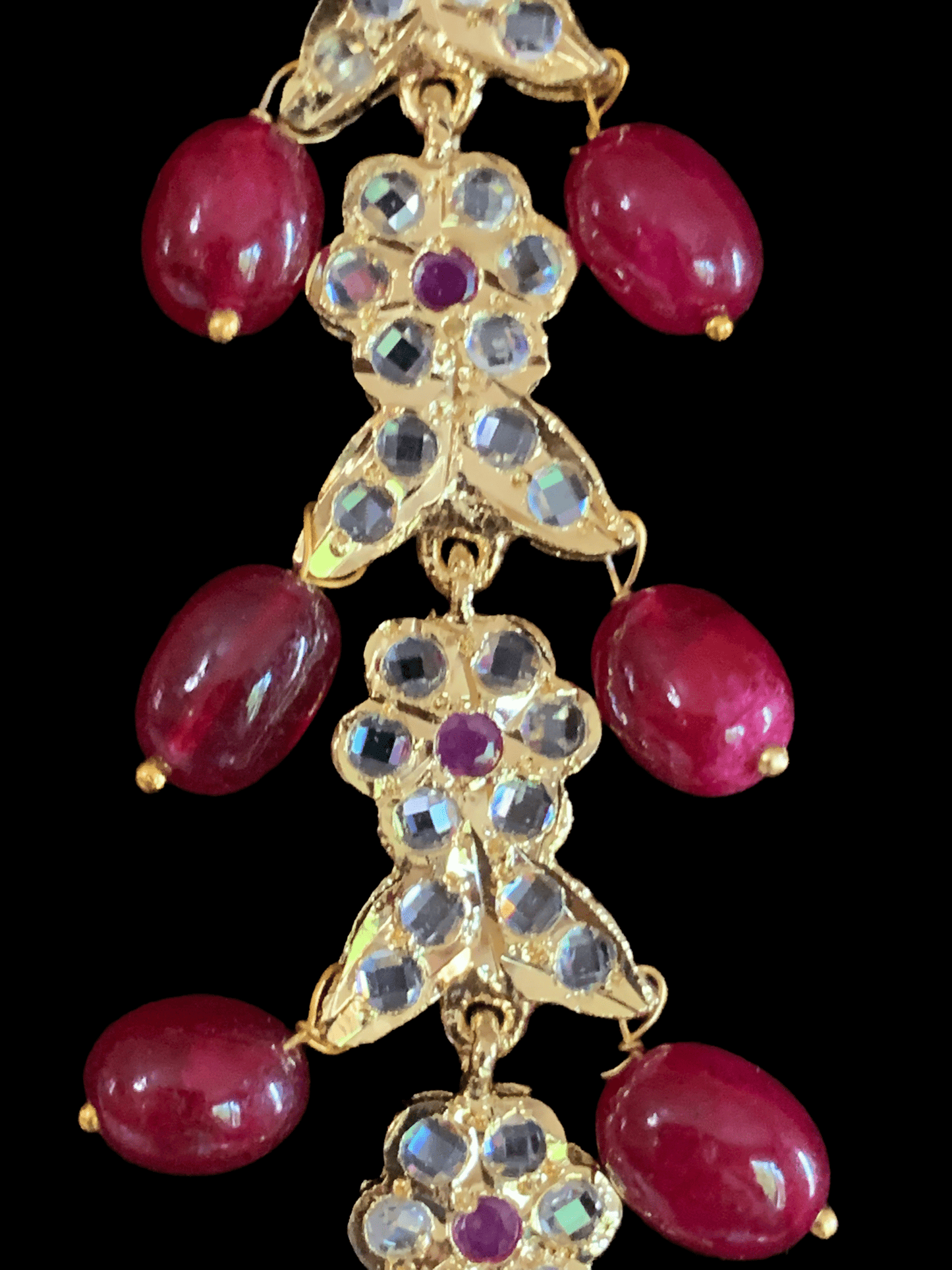 LN85 hyderabadi rani haar in ruby beads ( READY TO SHIP)