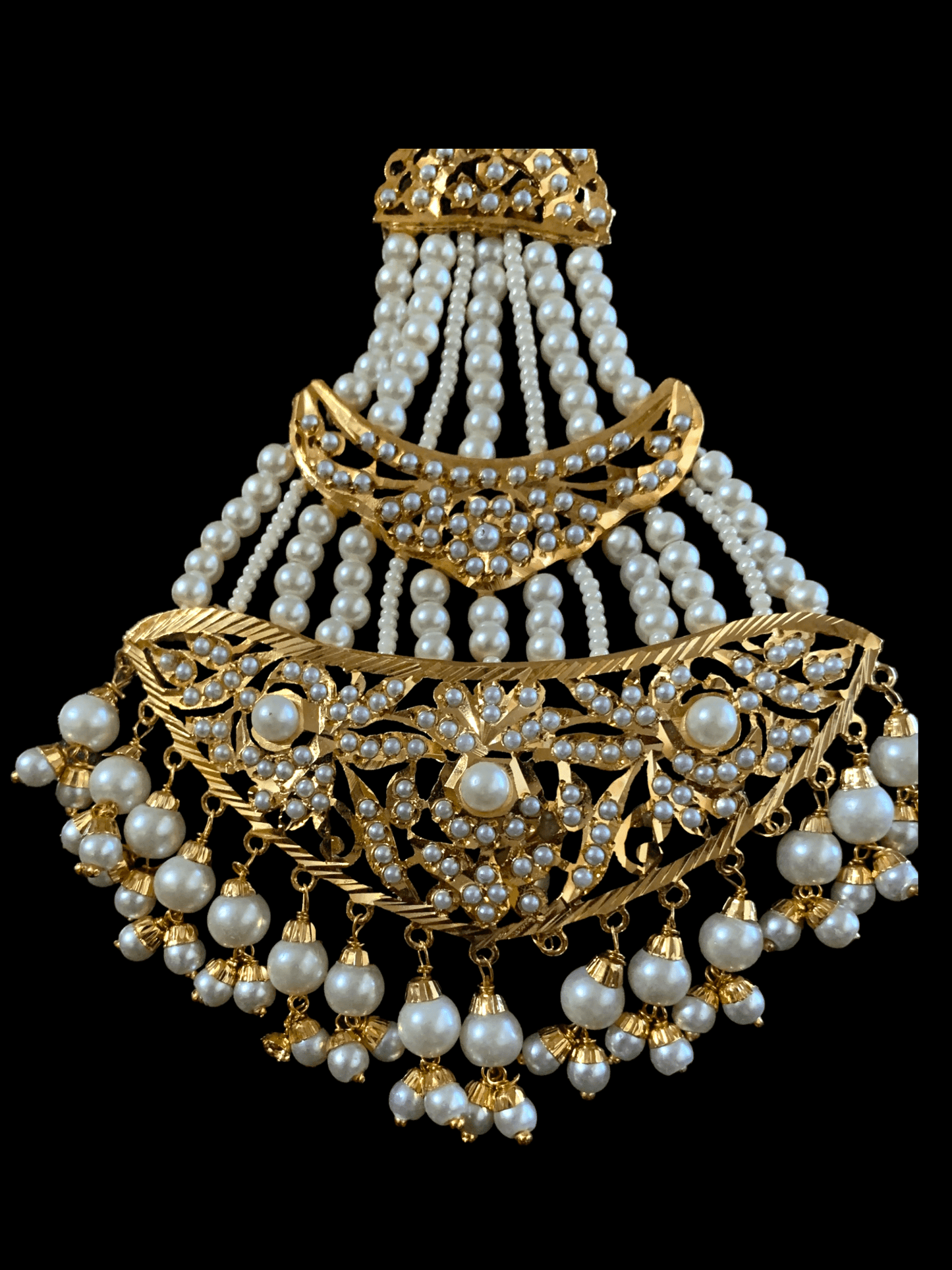 DJHR45  jadau jhoomar in pearls ( SHIPS IN 2 WEEKS )