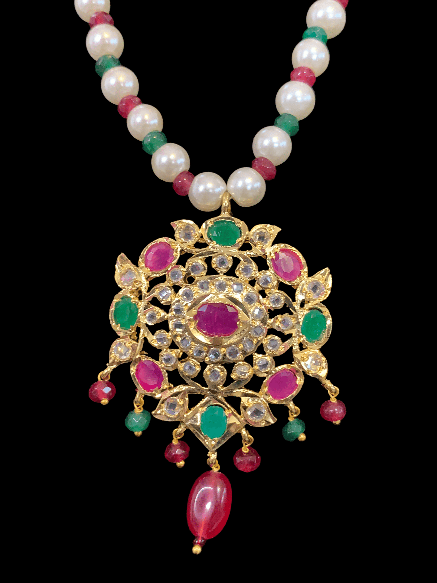 PS434 Ammara pendant set in red green ( READY TO SHIP )