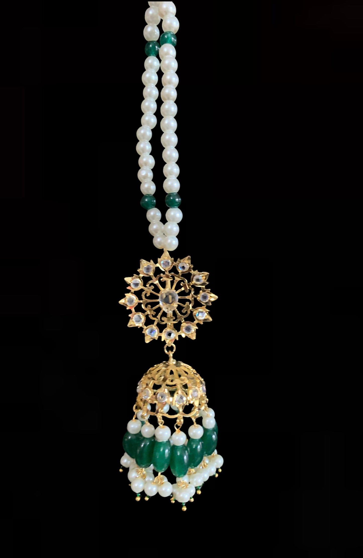 DER192 Karanphool jhumka - green ( SHIPS IN 4 WEEKS )