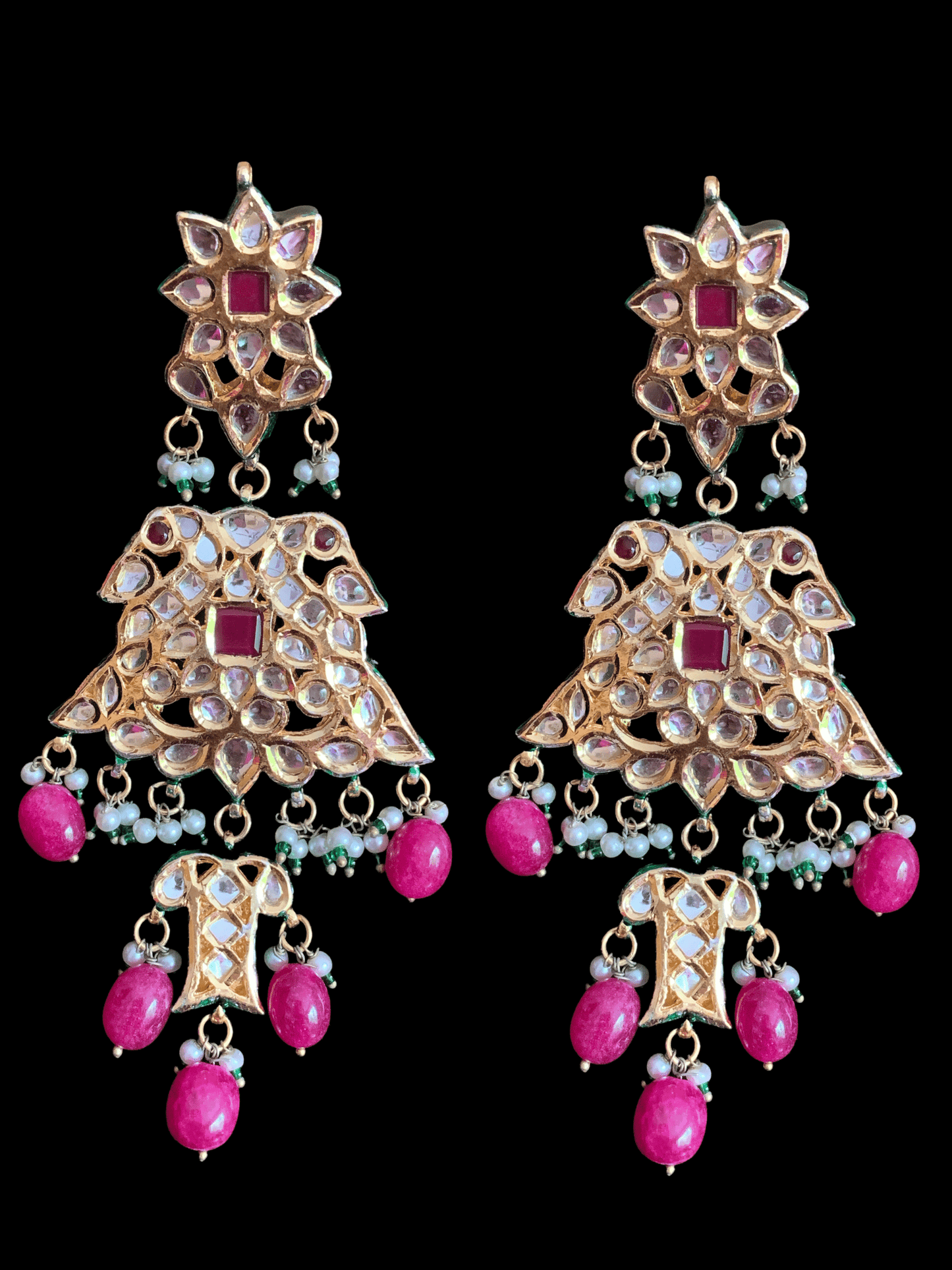 Kundan earrings - red ( READY TO SHIP )