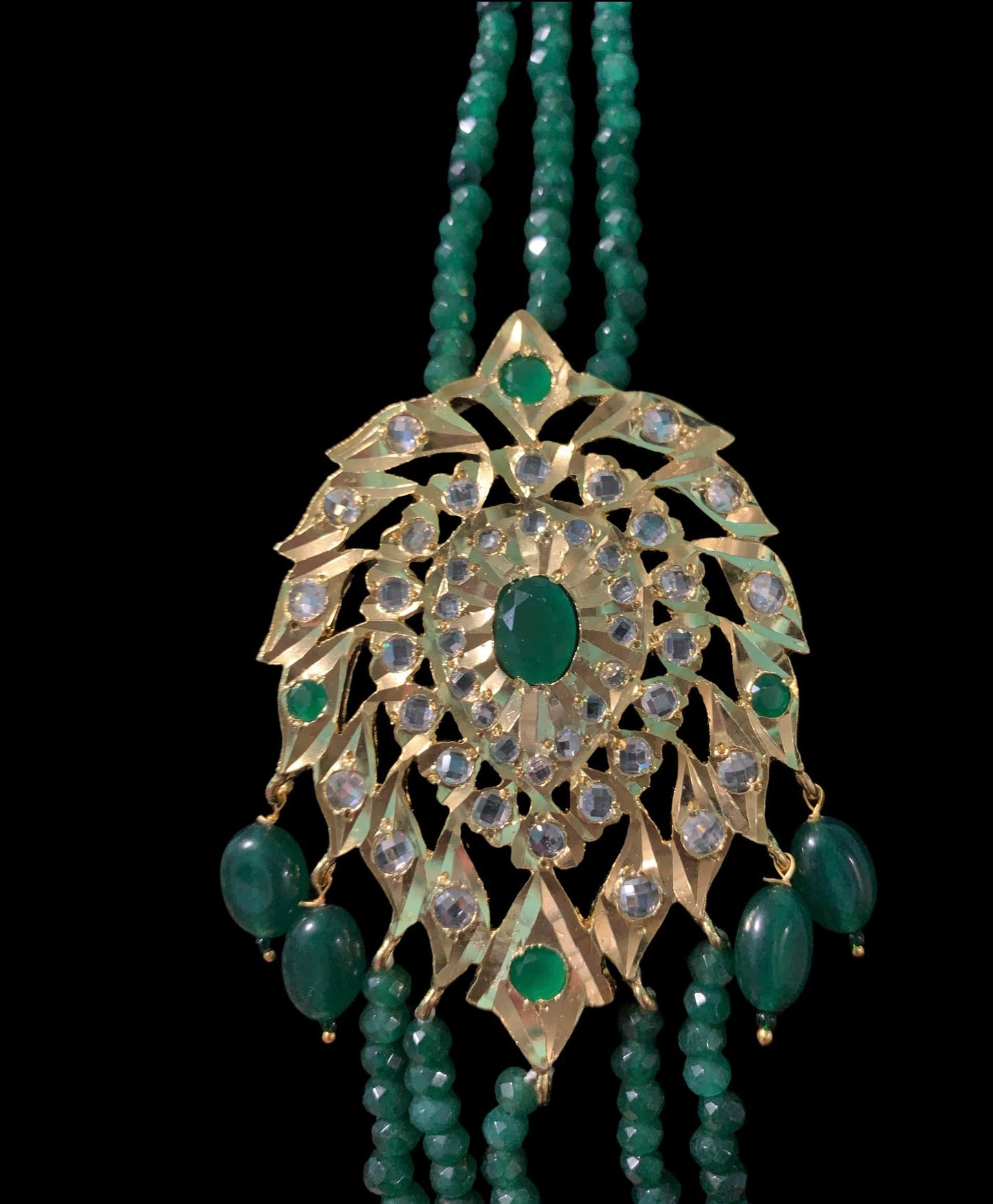 LN52 Tanmayee bridal multistranded necklace with earrings( SHIPS IN 4 WEEKS )