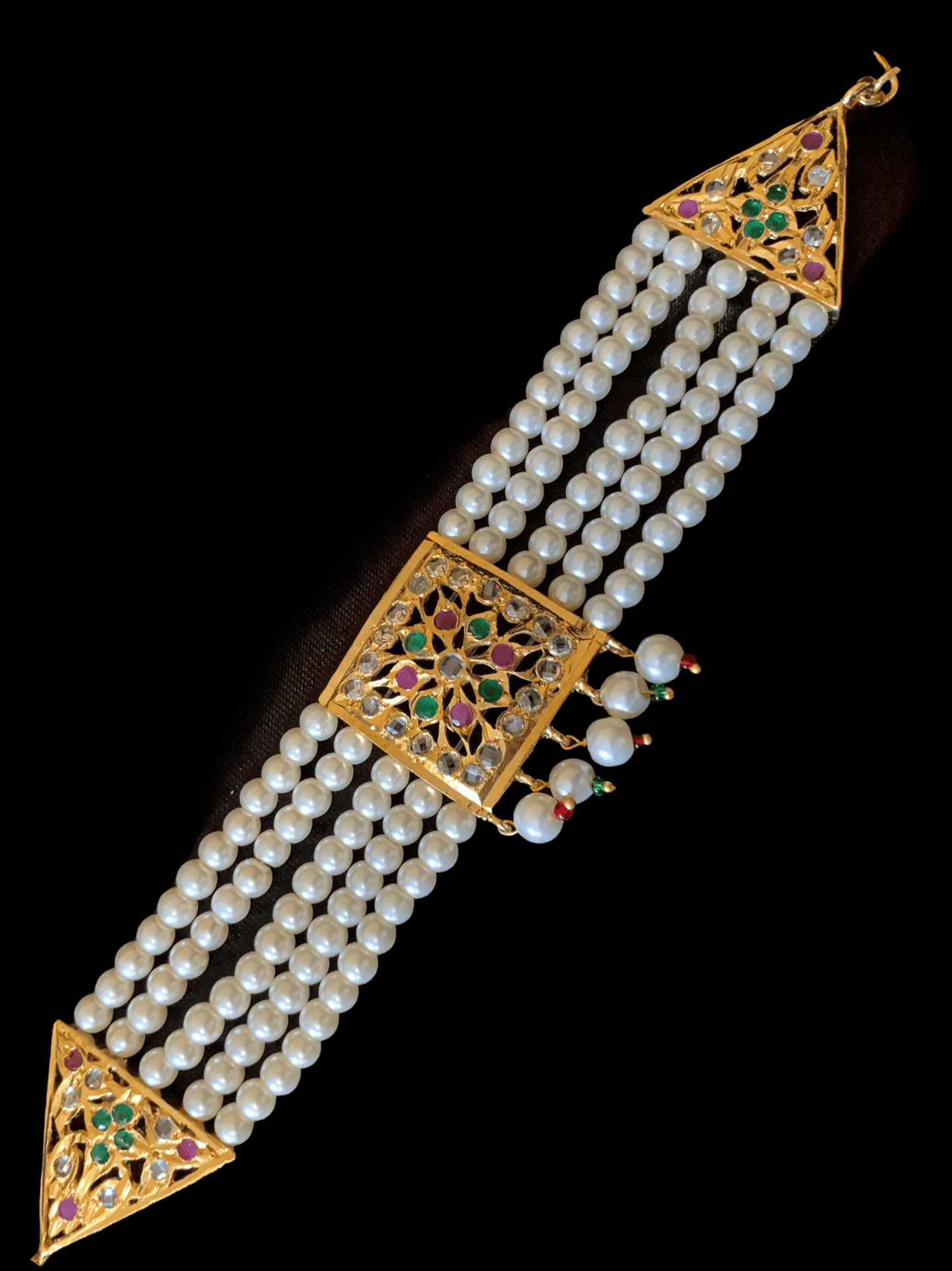 B68 Ariha Ruby emerald pearl bracelet ( READY TO SHIP )