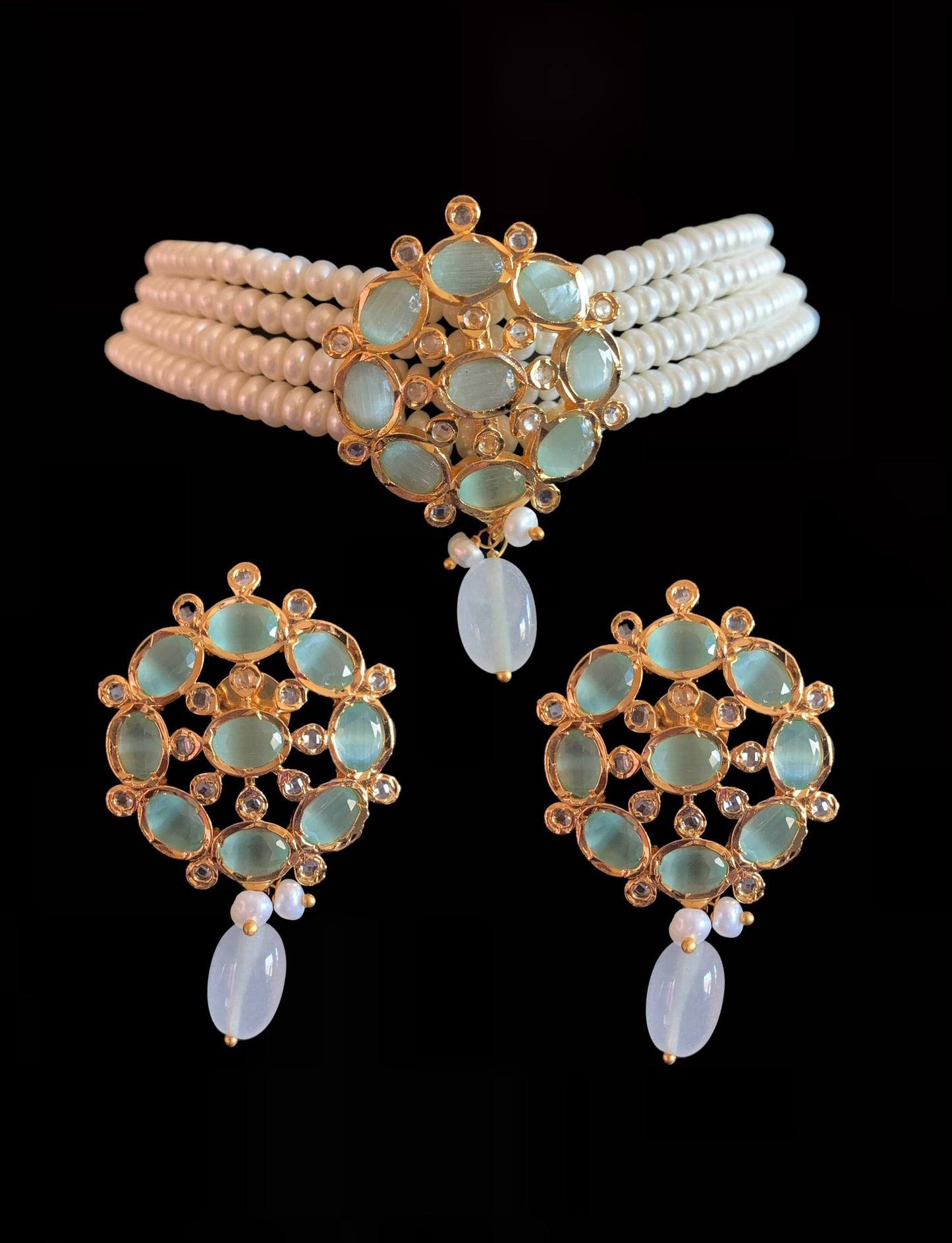C9 Alma fresh water pearl choker set ( MINT ) ( READY TO SHIP )