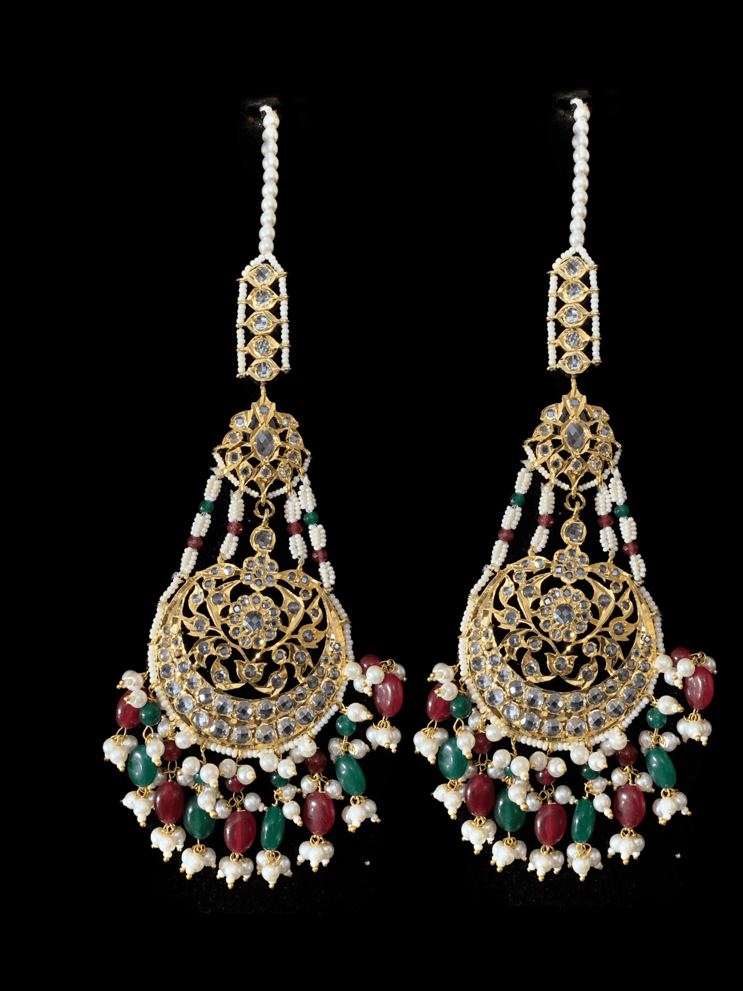 DER166 Romana ruby emerald statement jhoomar earrings ( READY TO SHIP )