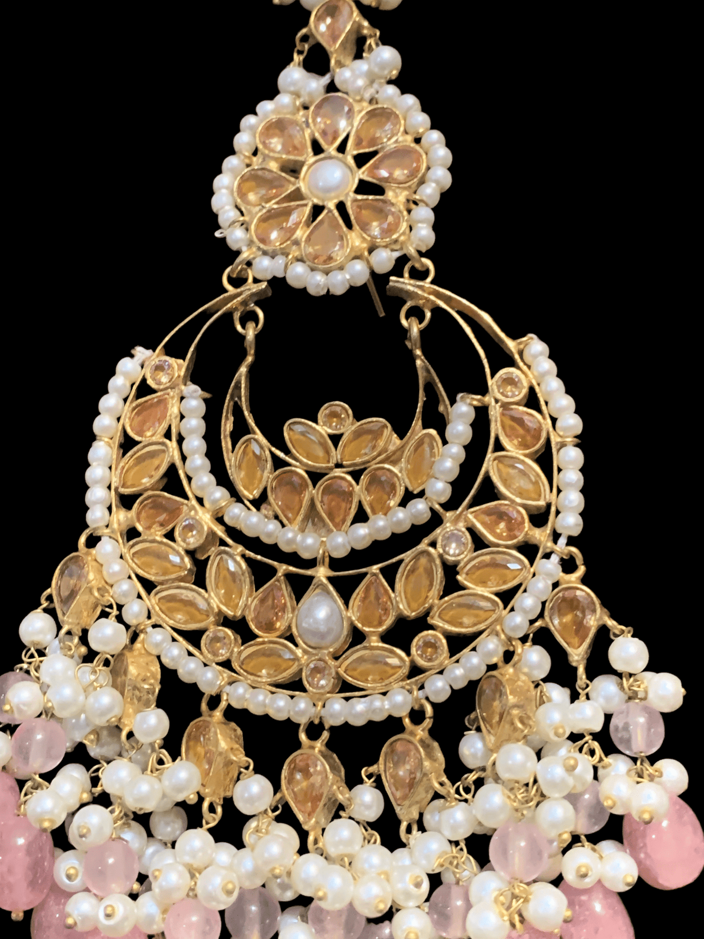 DER297 pearls and rose quartz rose quartz earrings ( READY TO SHIP)