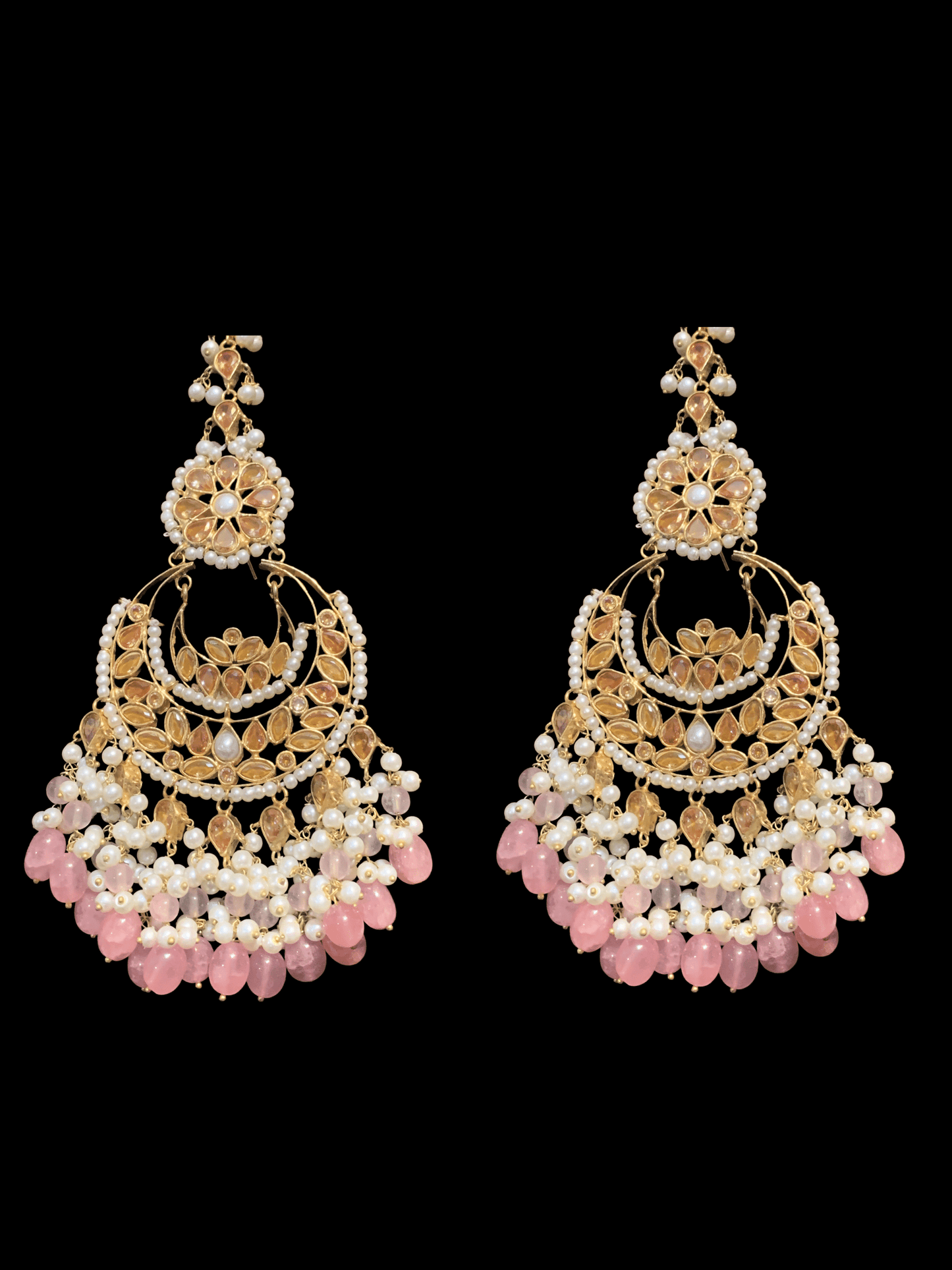 DER297 pearls and rose quartz rose quartz earrings ( READY TO SHIP)