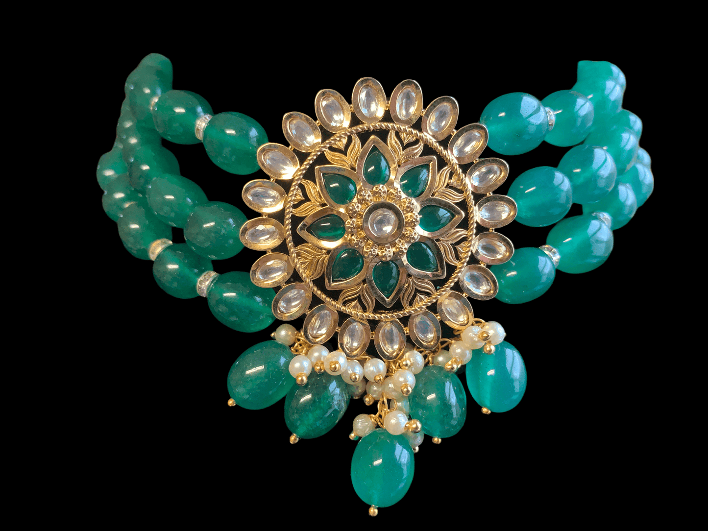 C143 Barzah polki choker( green ) ( READY TO SHIP)