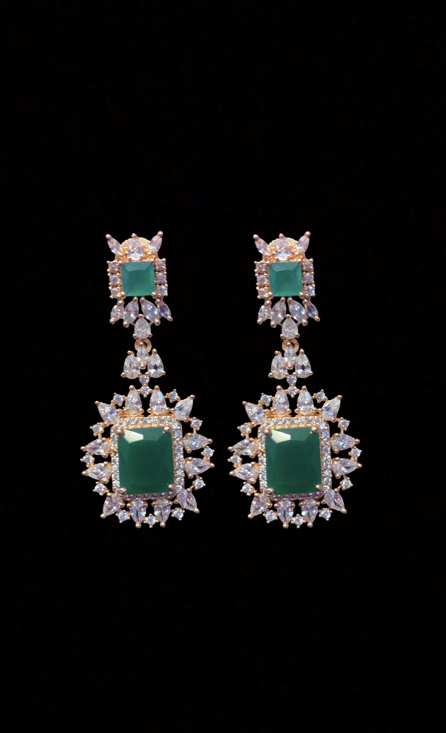 BR30 Sarah gold plated cz set in green ( READY TO SHIP )