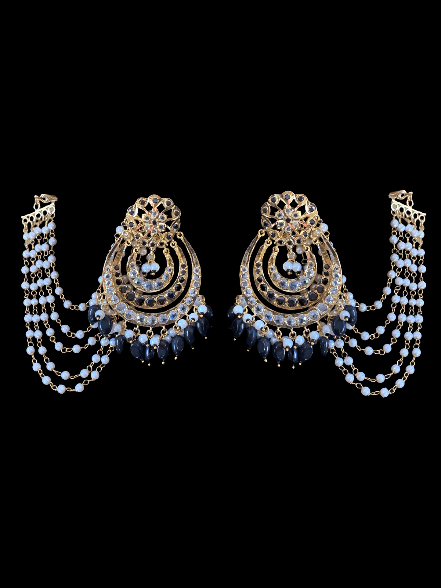 NS192 Malavika necklace set in black ( READY TO SHIP )