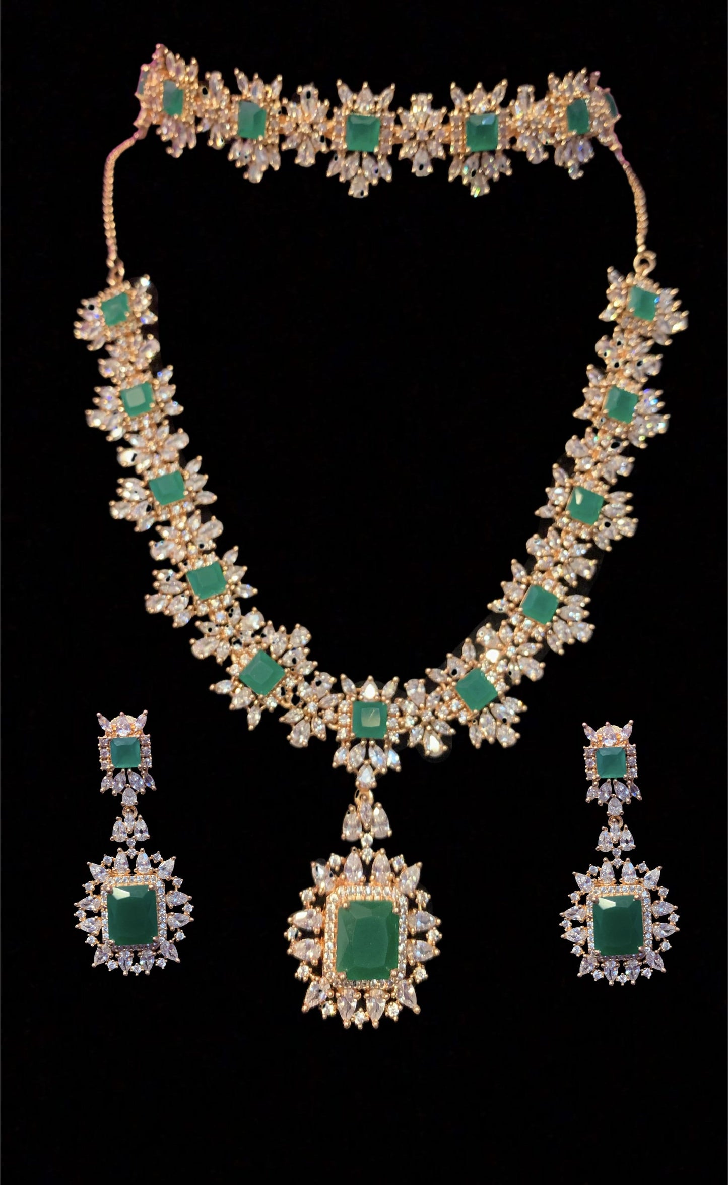 BR30 Sarah gold plated cz set in green ( READY TO SHIP )