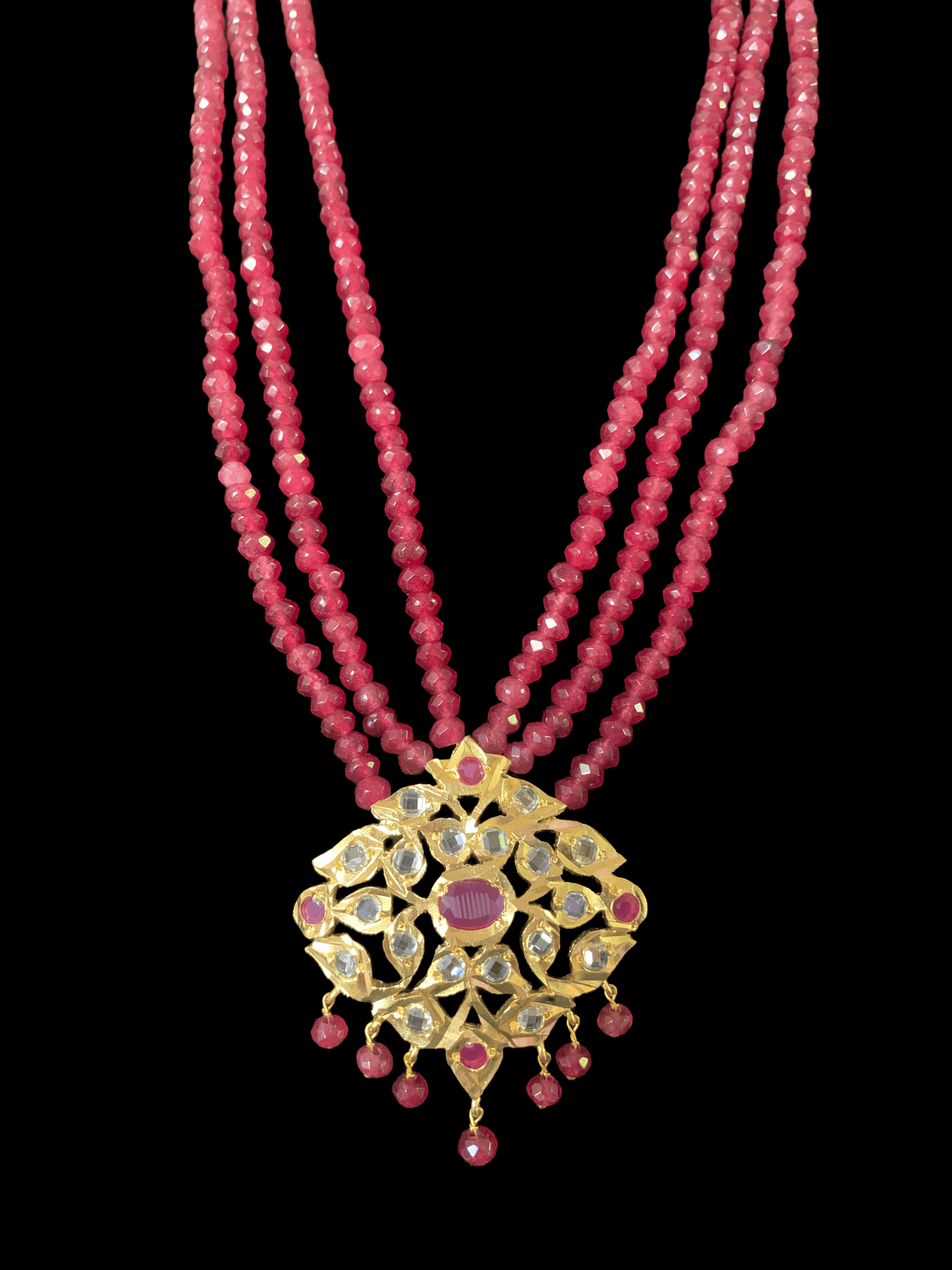 NS213 Meeraj necklace set ( red / ruby ) ( SHIPS IN 4 WEEKS )