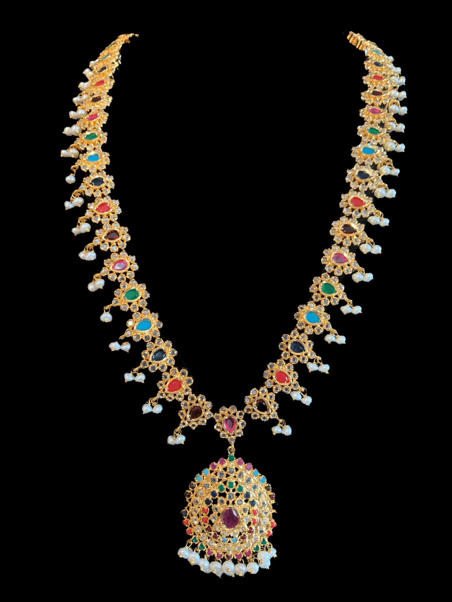 Zehra fresh water pearls set in Navratan (READY TO SHIP)