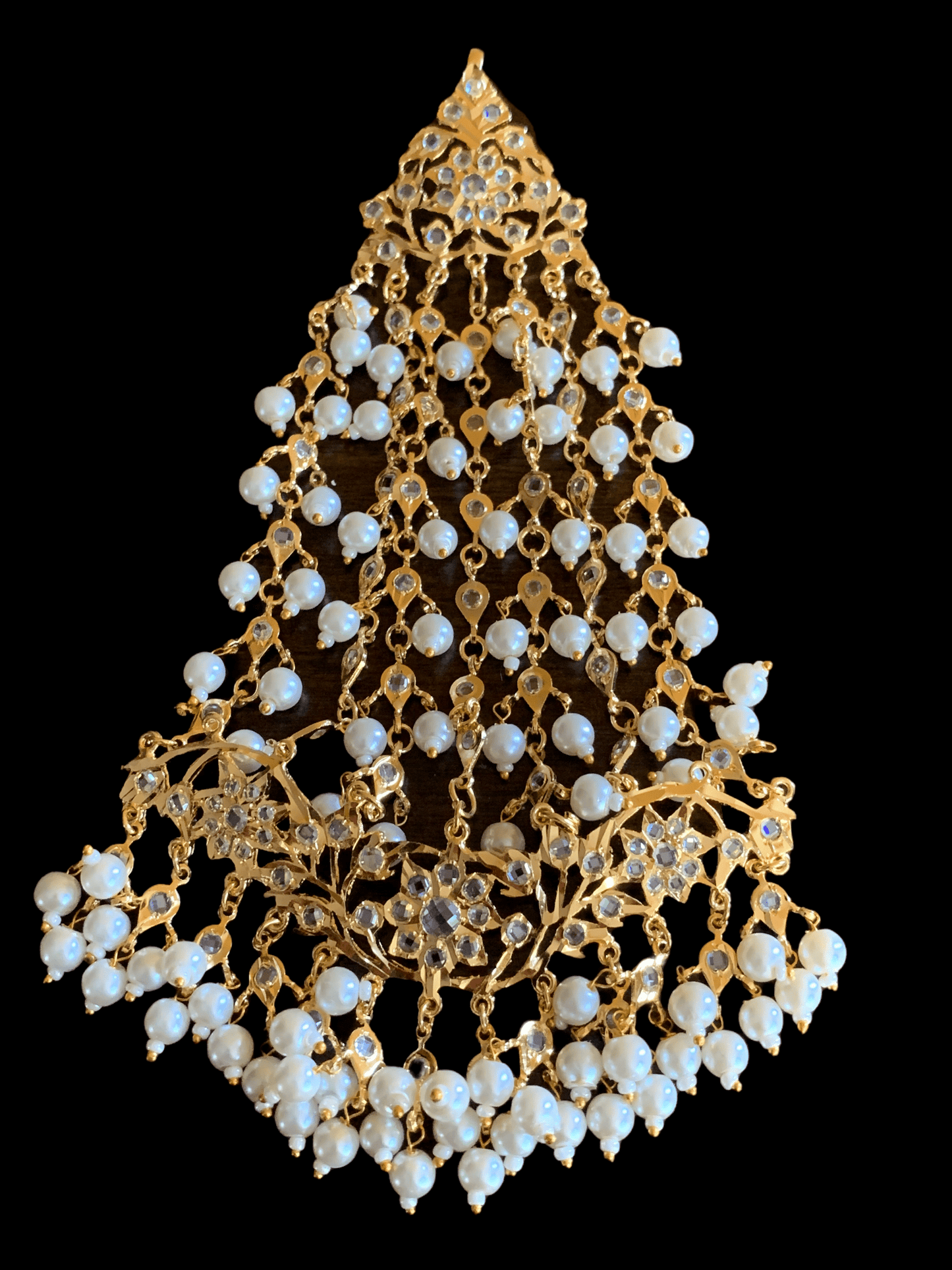 JTK10 Hira jhoomar and tika  in pearls ( SHIPS IN 3 WEEKS )