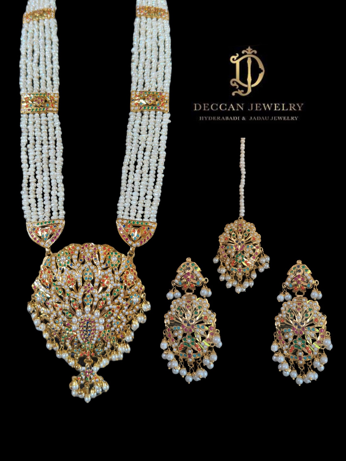 LN208 punjabi Jadau Rani haar in fresh water pearls ( READY TO SHIP )