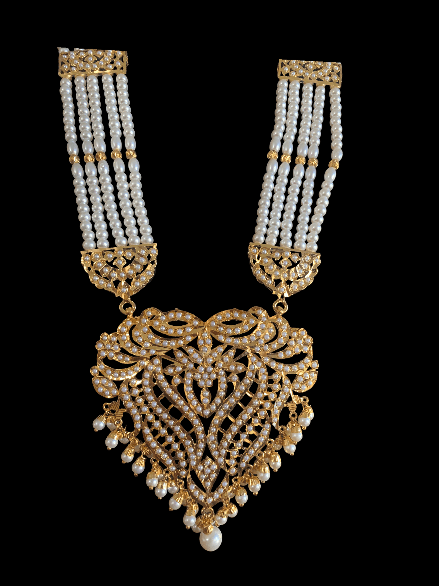 LN124 Sakshi pearl Jadau Rani haar with earrings tika ( READY TO SHIP )