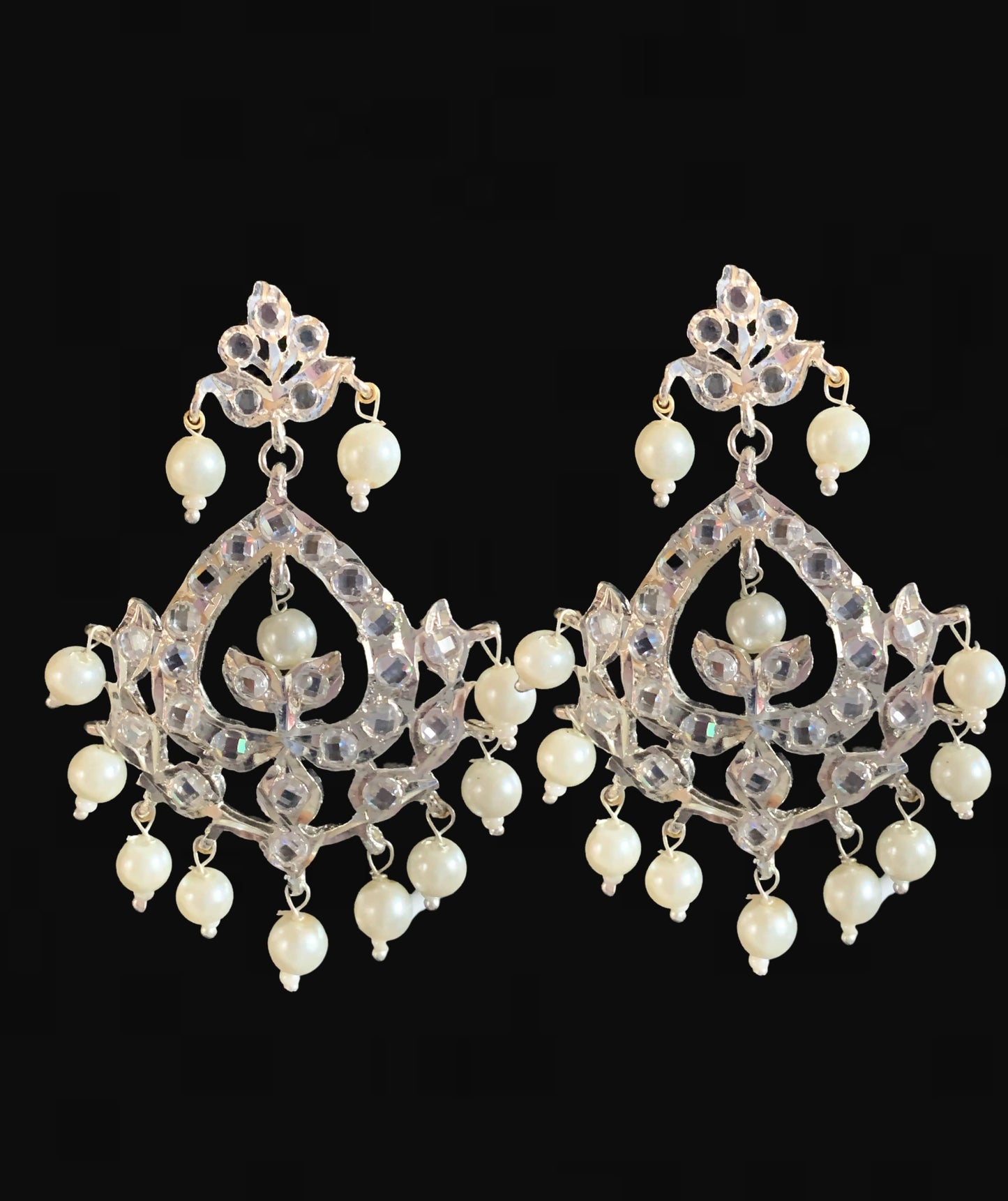 DER780 Dina hyderabadi Chandbali with silver plating ( READY TO SHIP )