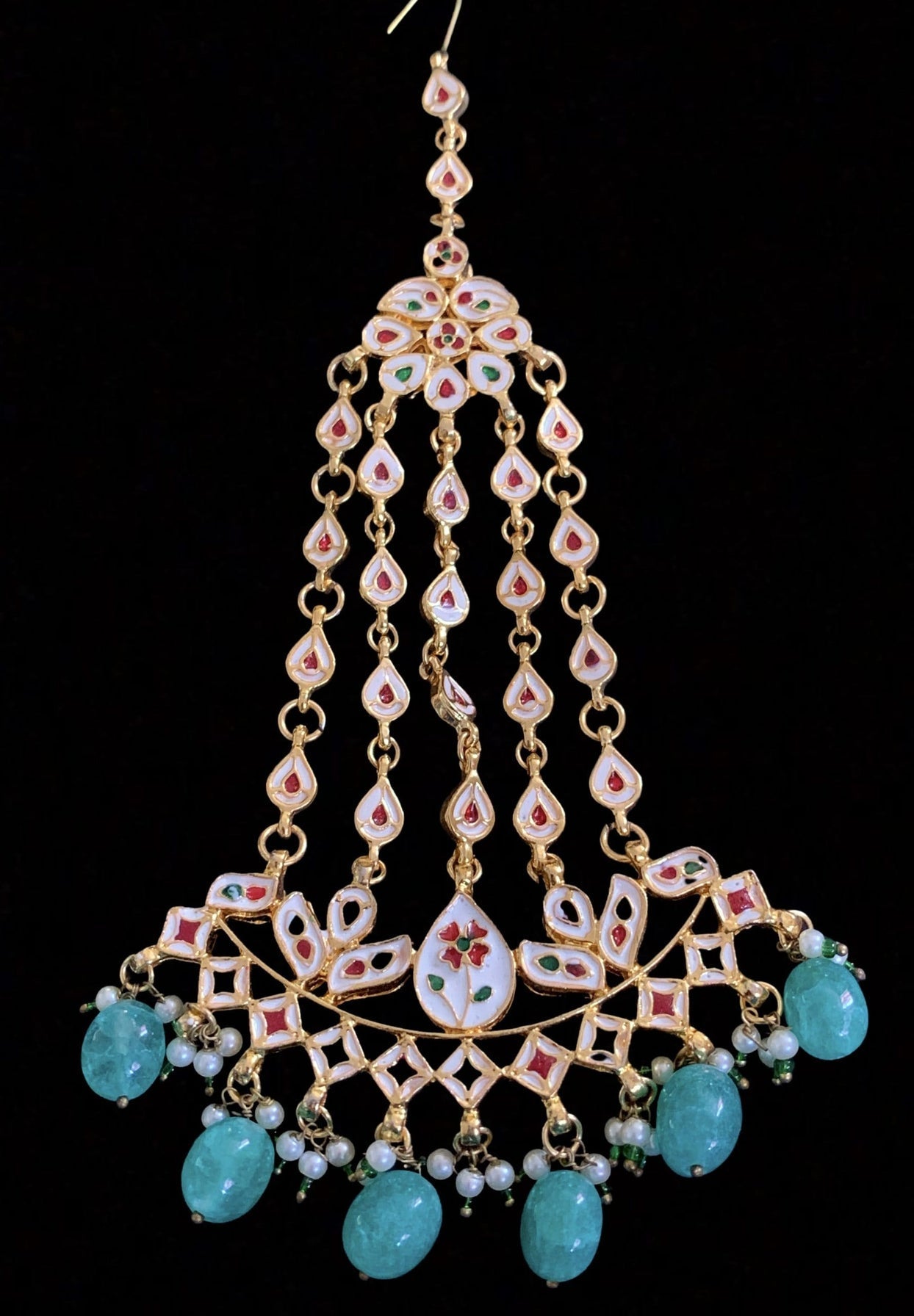DJHR64 Mantra kundan tika in green ( READY TO SHIP)