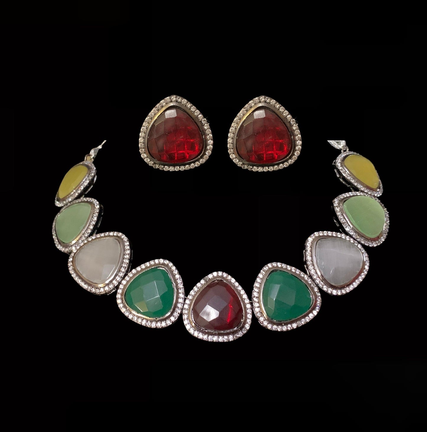 NS7 Victorian plated cz necklace - multicolor ( READY TO SHIP )