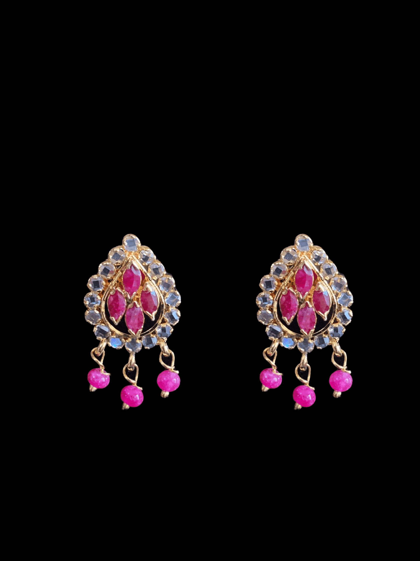 LN137 Ruby long necklace set in fresh water pearls ( READY TO SHIP )
