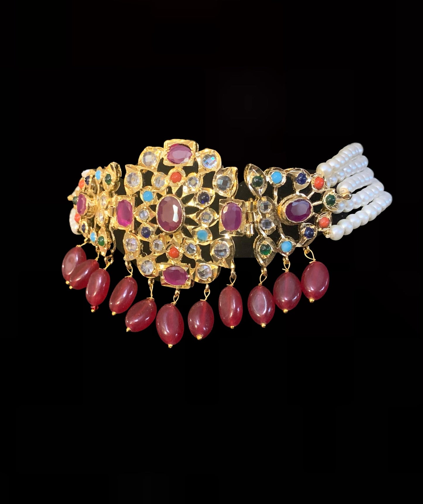 Lekha choker set in Navratan ( shell pearls ) ( SHIPS IN 4 WEEKS )