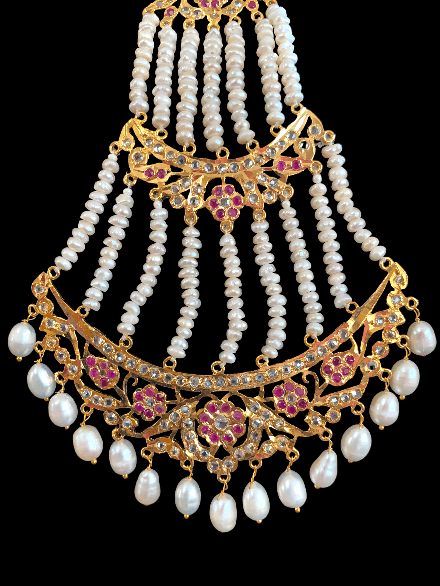 DJHR54 Insia jhoomar in fresh water pearls and rubies ( READY TO SHIP )