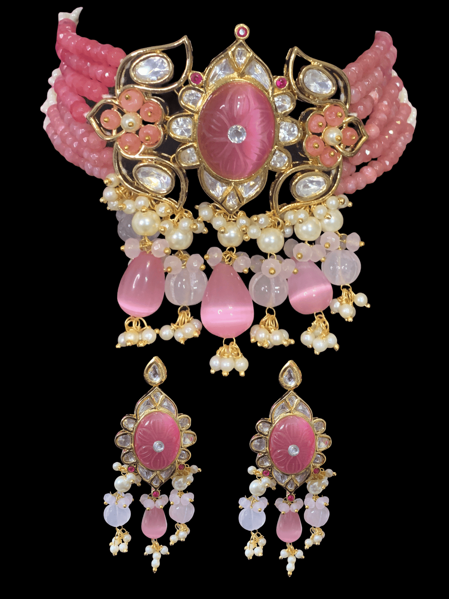 C173 Denise cz polki choker in pink ( READY TO SHIP )
