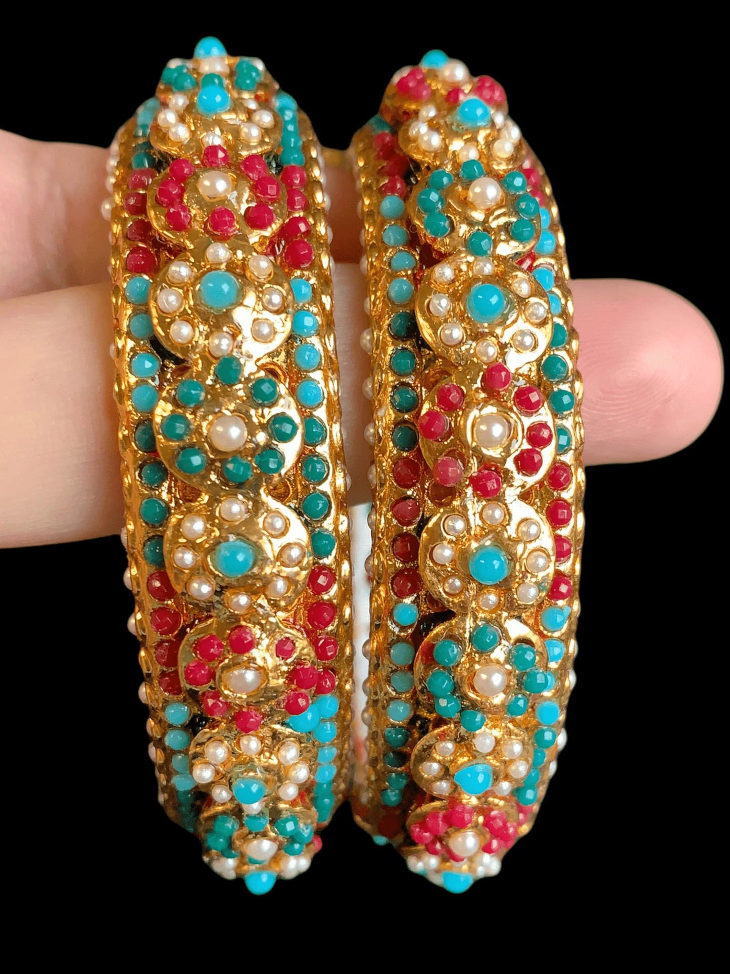 B48 Navratan rajwadi style bangles (SHIPS IN 2 WEEKS )