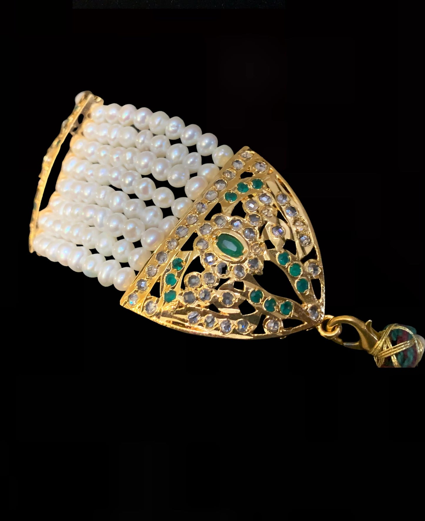C18 Adeeva fresh water pearl choker in emeralds ( READY TO SHIP )