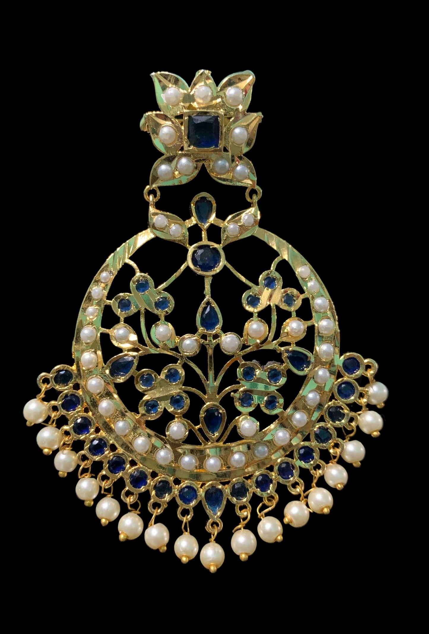 DER209 Radha sapphire chandbali (READY TO SHIP )