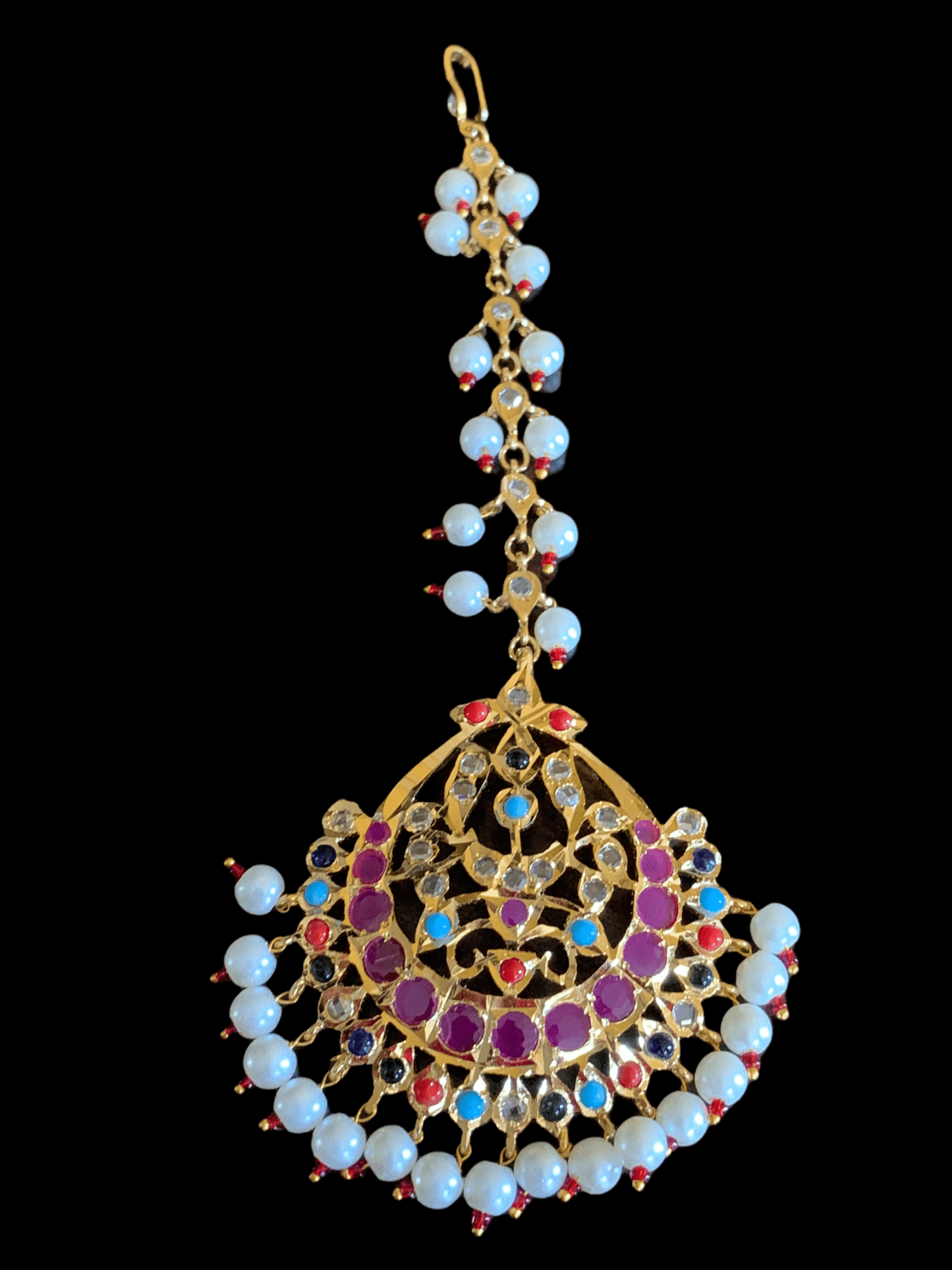 JTK25 Hira navratan  jhoomar and tika set   ( SHIPS IN 3 WEEKS  )