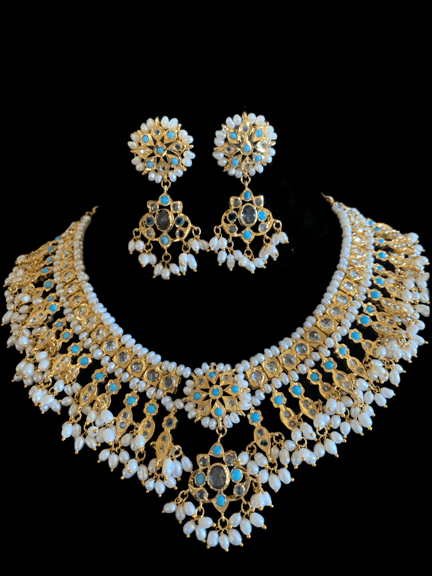 Kali feroza hyderabadi necklace set in fresh water pearls (SHIPS IN 4 WEEKS )