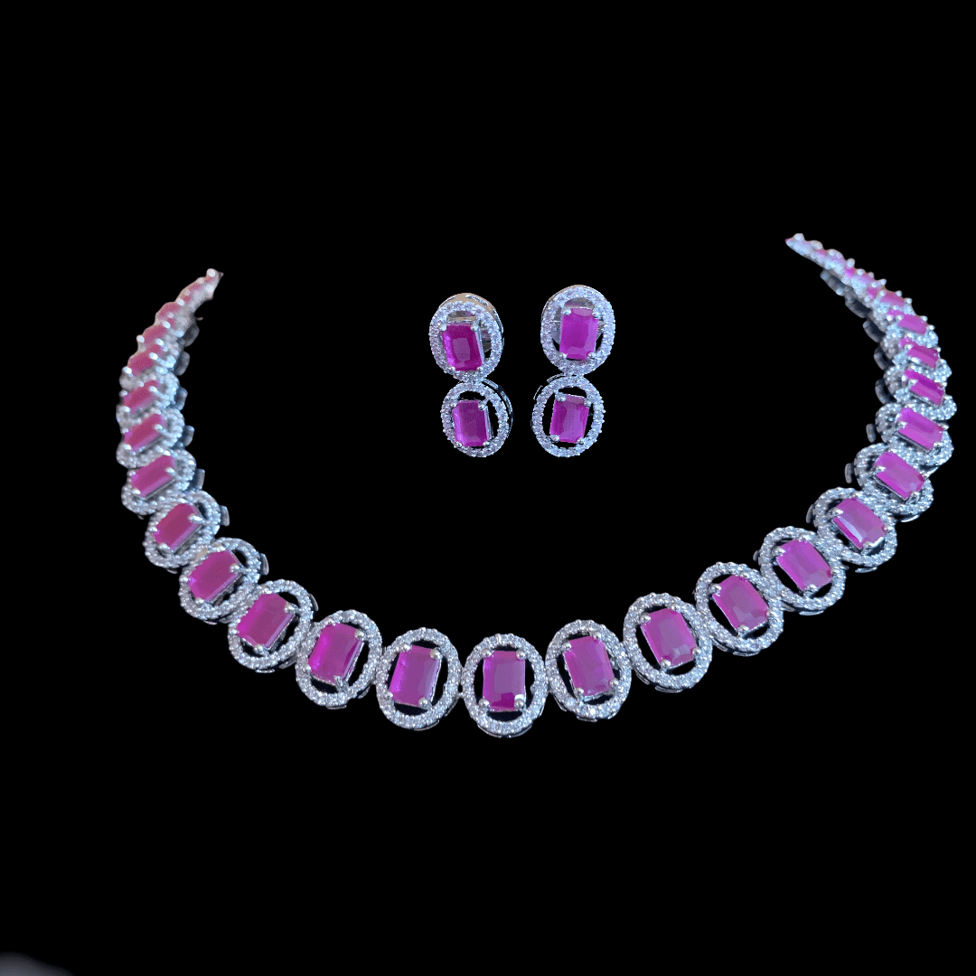 NS148 Anamika cz necklace - ruby ( READY TO SHIP )