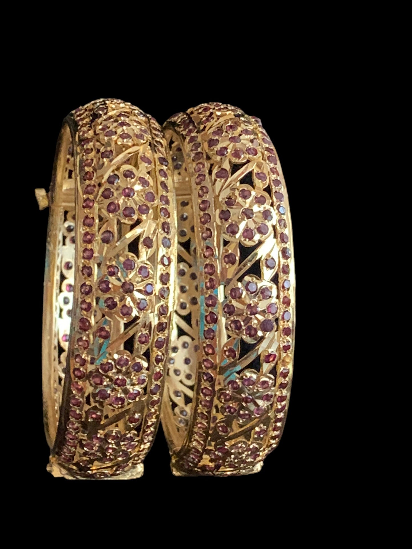 B169 Sarah gold plated bangles in garnet ( READY TO SHIP)