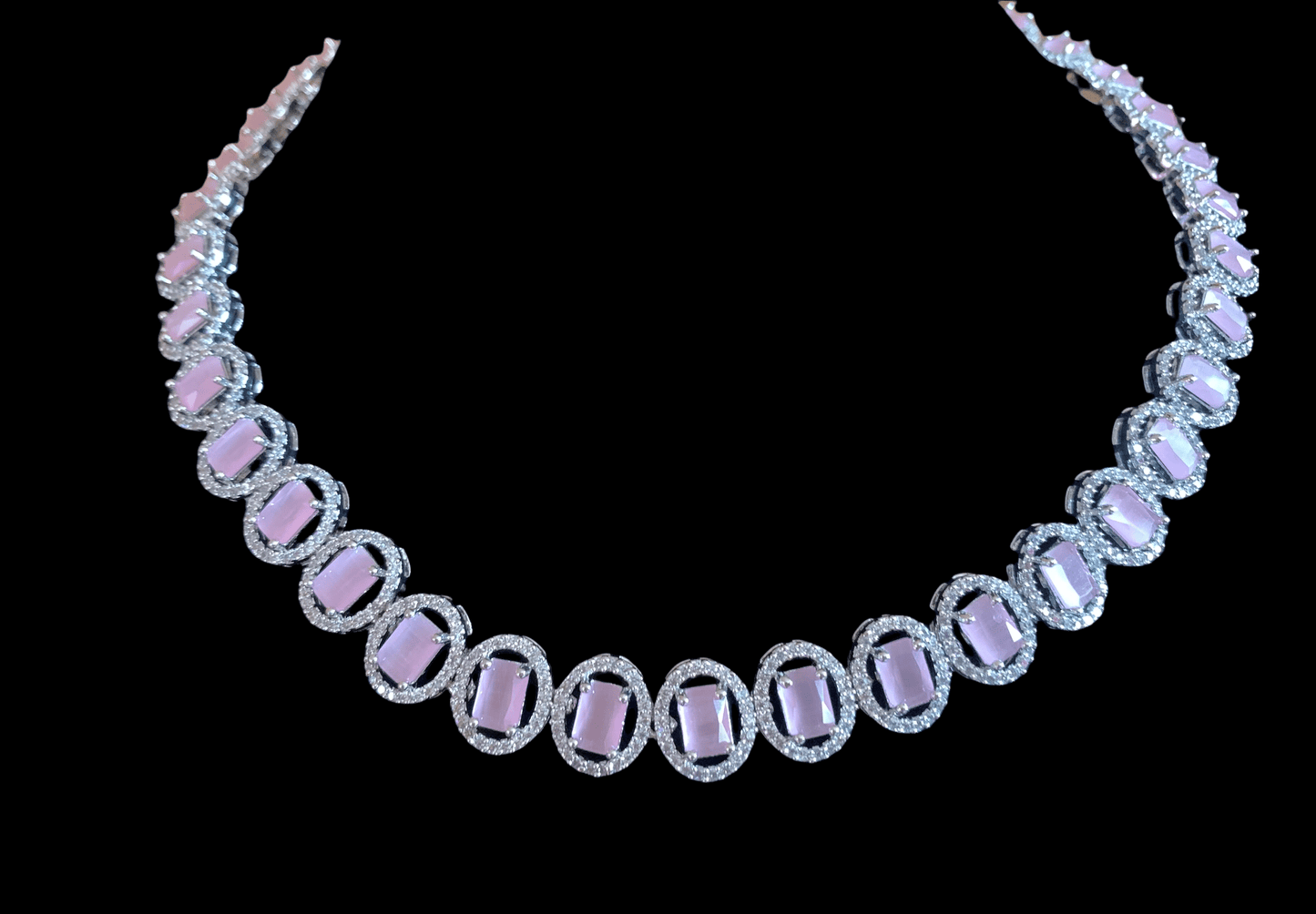 NS150 Anamika cz necklace - pink ( READY TO SHIP )