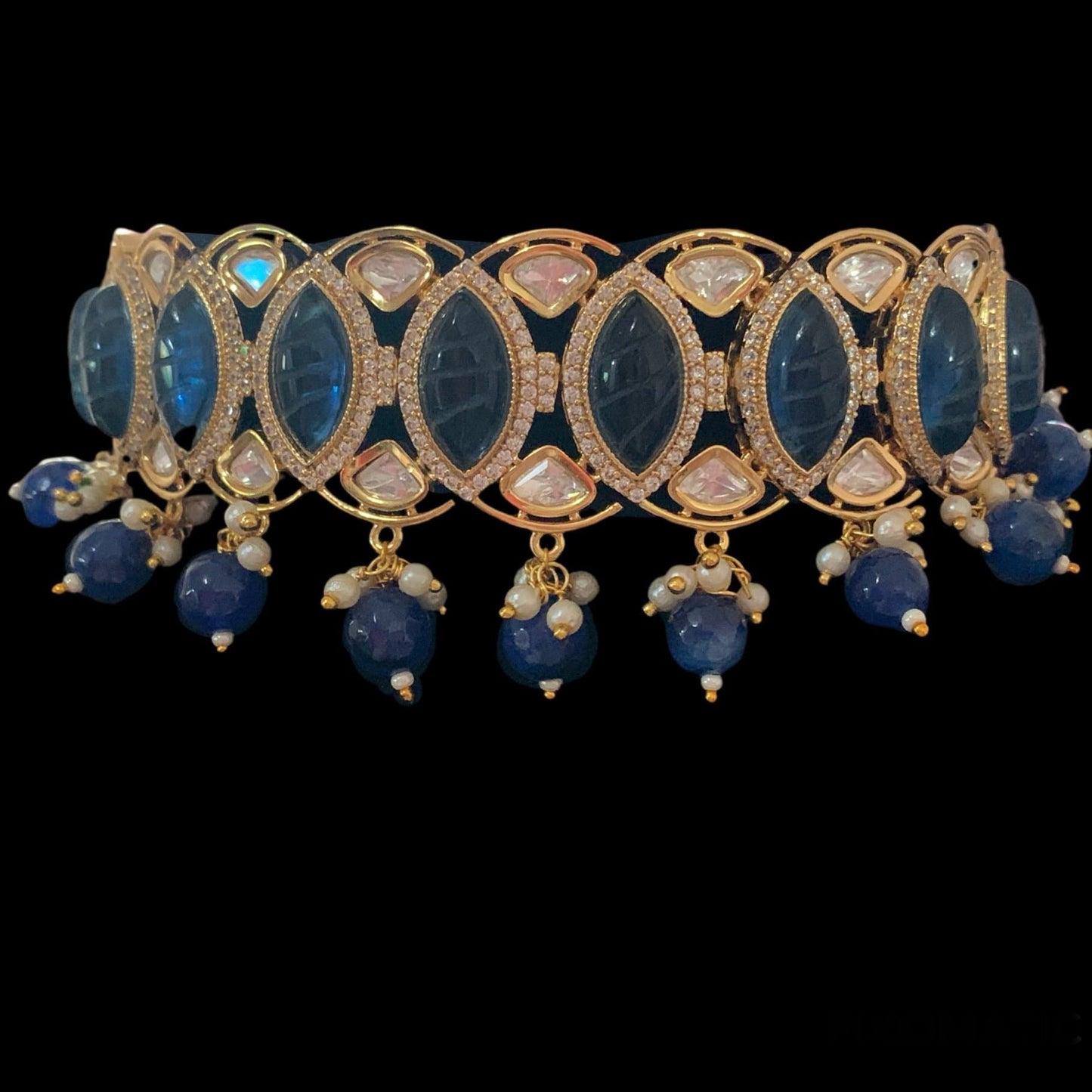 Chavi blue polki choker ( READY TO SHIP )