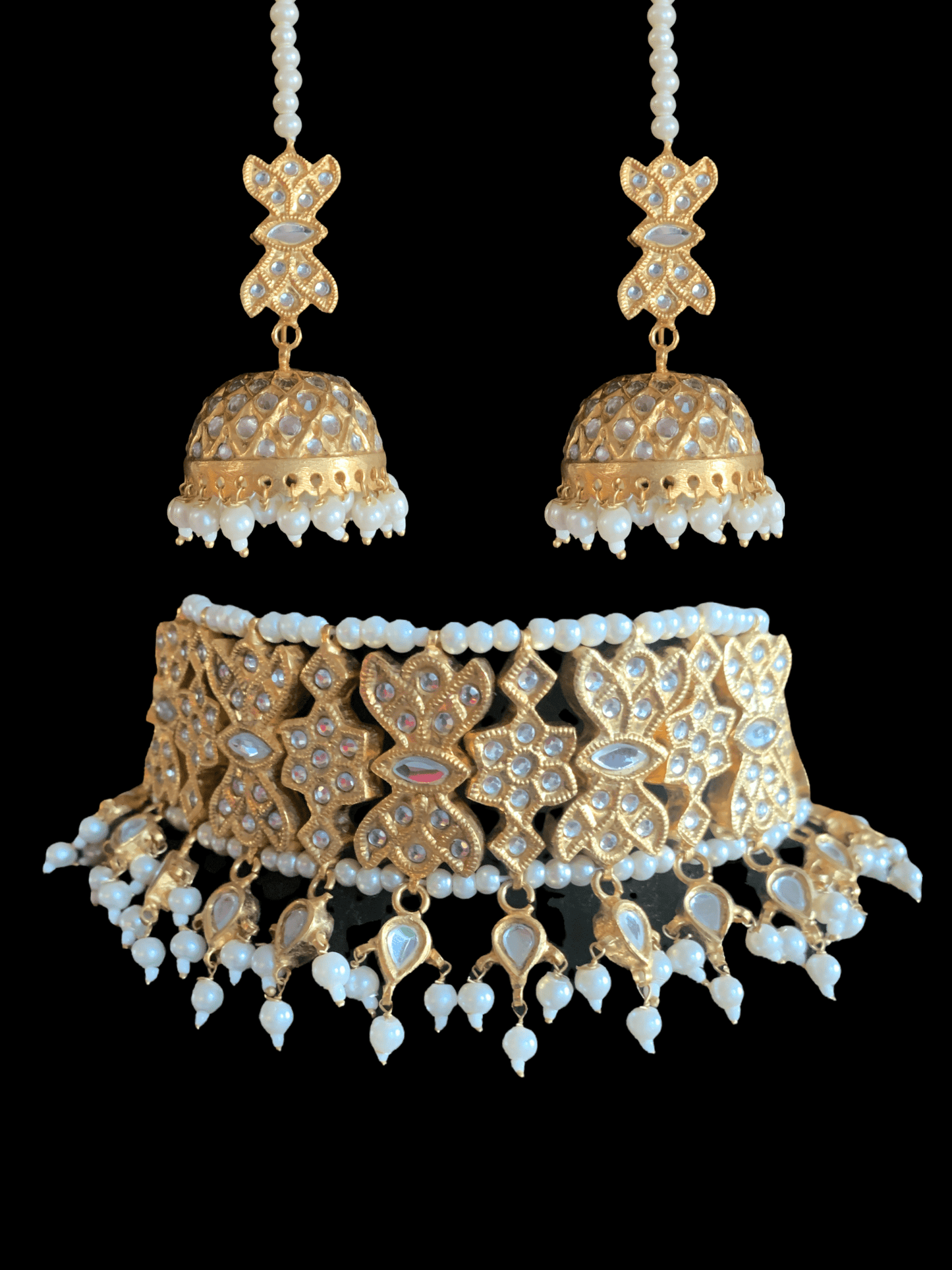 C91 Zehra kundan choker with jhumka ( SHIPS IN 4 WEEKS )