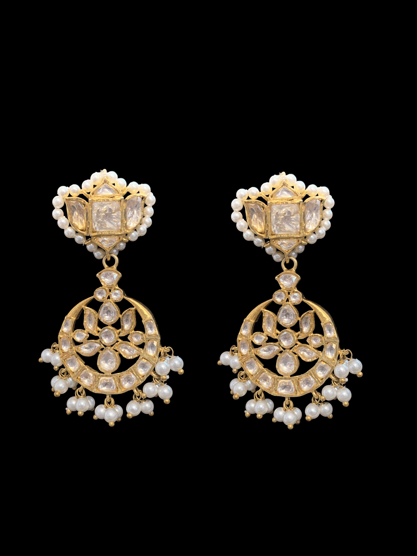 Gold plated silver moissanite and pearl necklace set ( SHIPS IN 4 WEEKS )