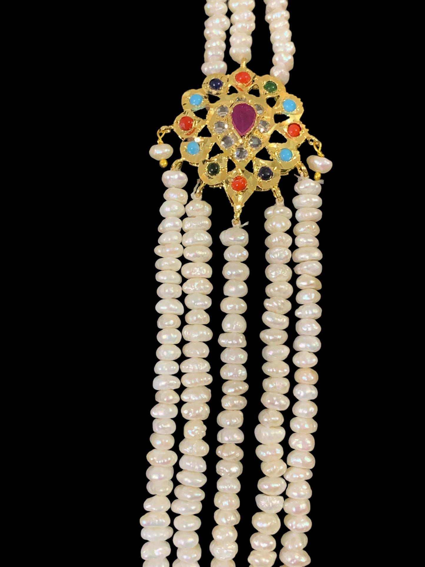 LN202 Deepa navratan fresh water pearl haar ( SHIPS IN 4 WEEKS )