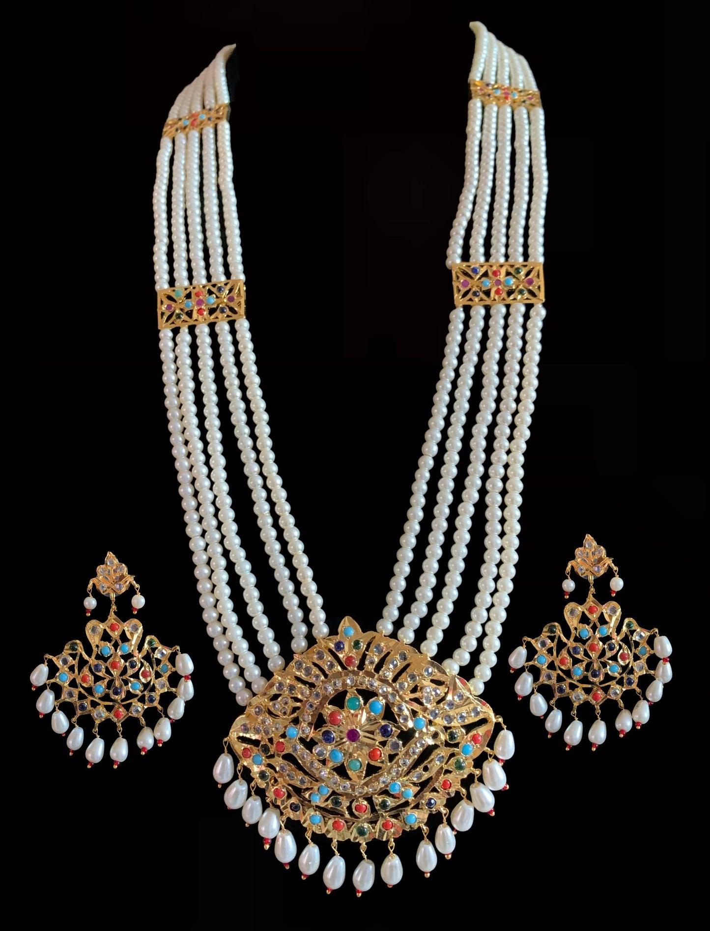 LN76 Larissa navratan rani haar with earrings (READY TO SHIP )