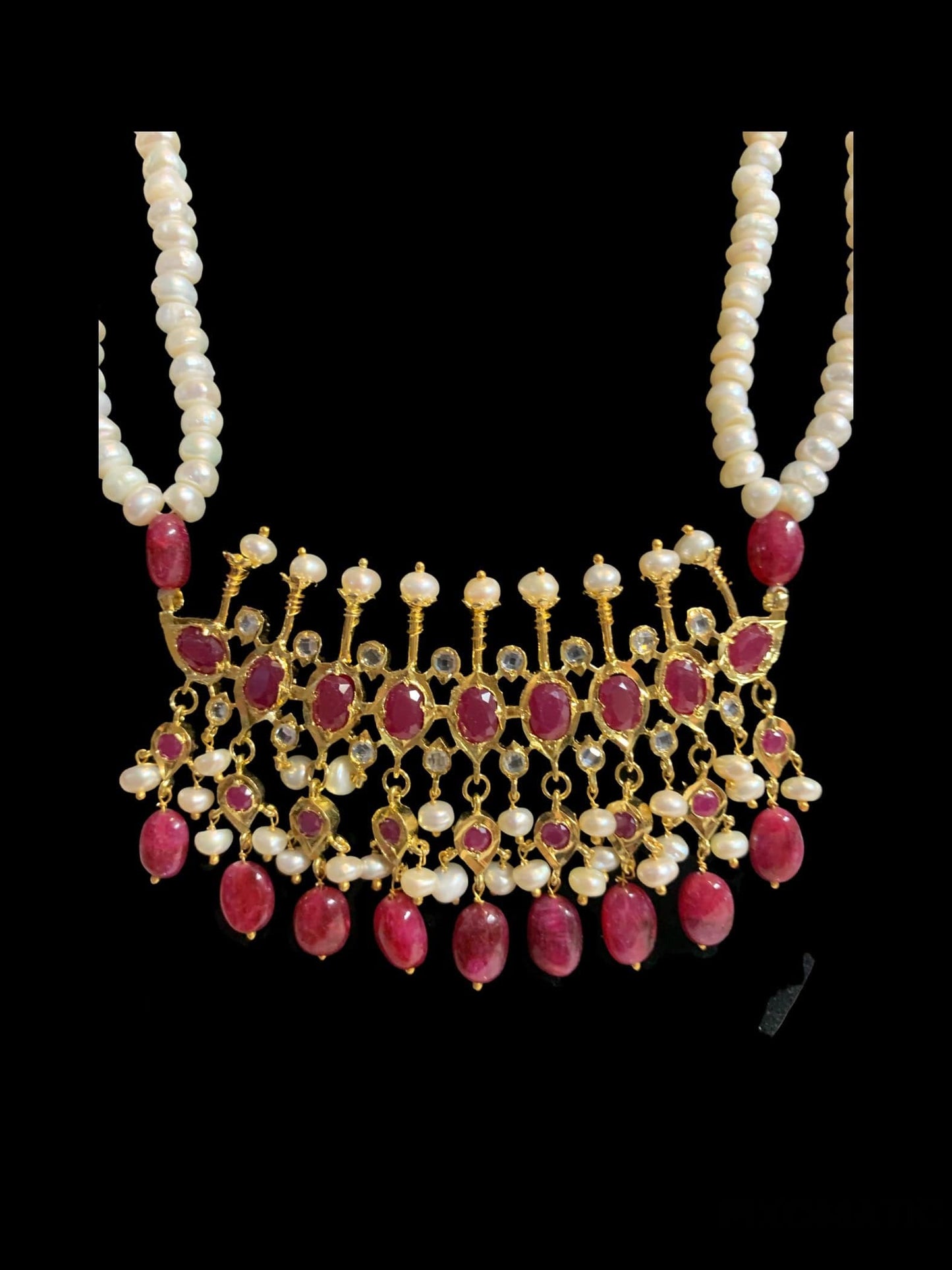 Tirmani in fresh water pearls and rubies ( SHIPS IN 4 WEEKS )